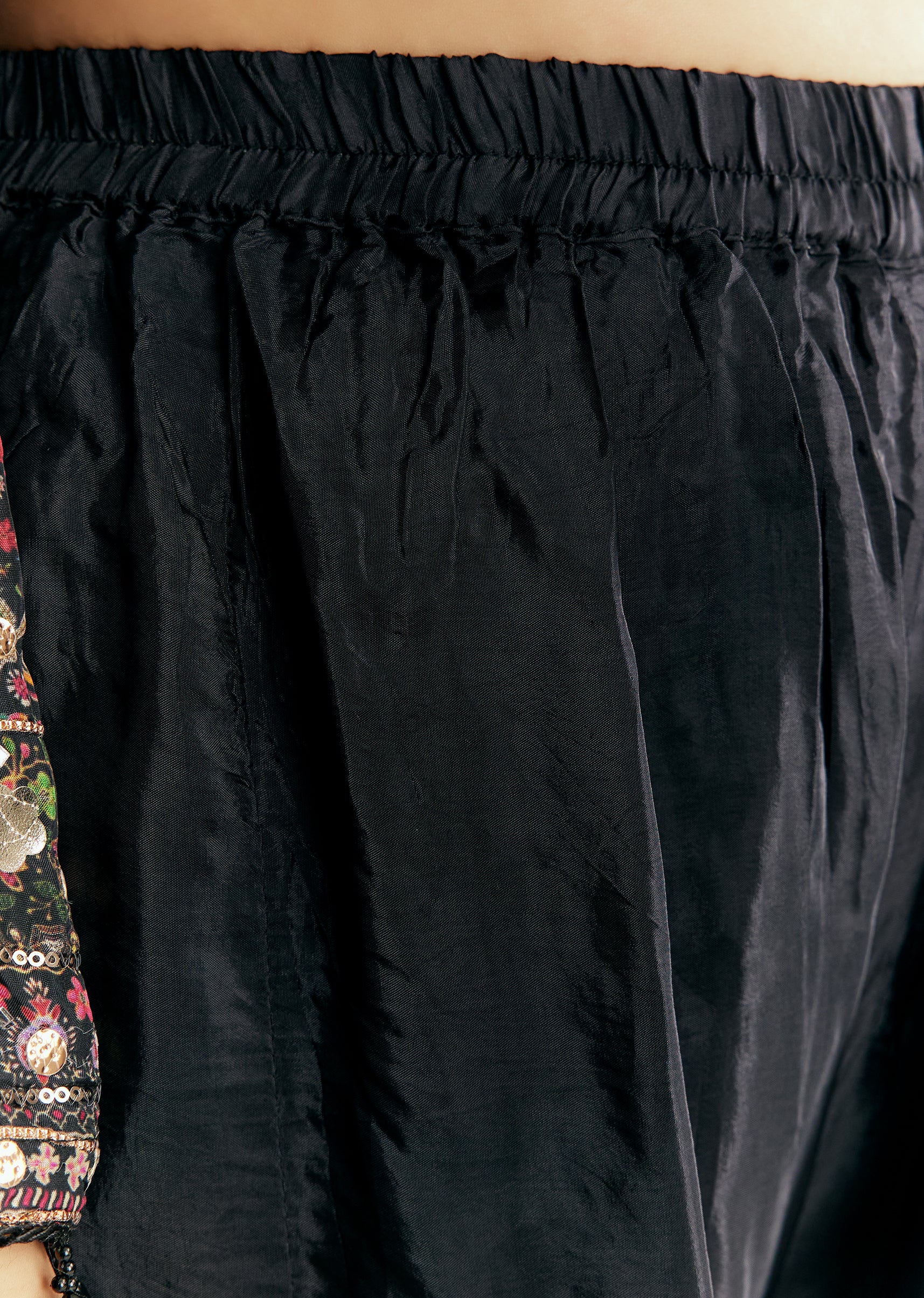 Black Tabby Silk Zari Embroidered Kurta Palazzo With Printed Dupatta - Image 6