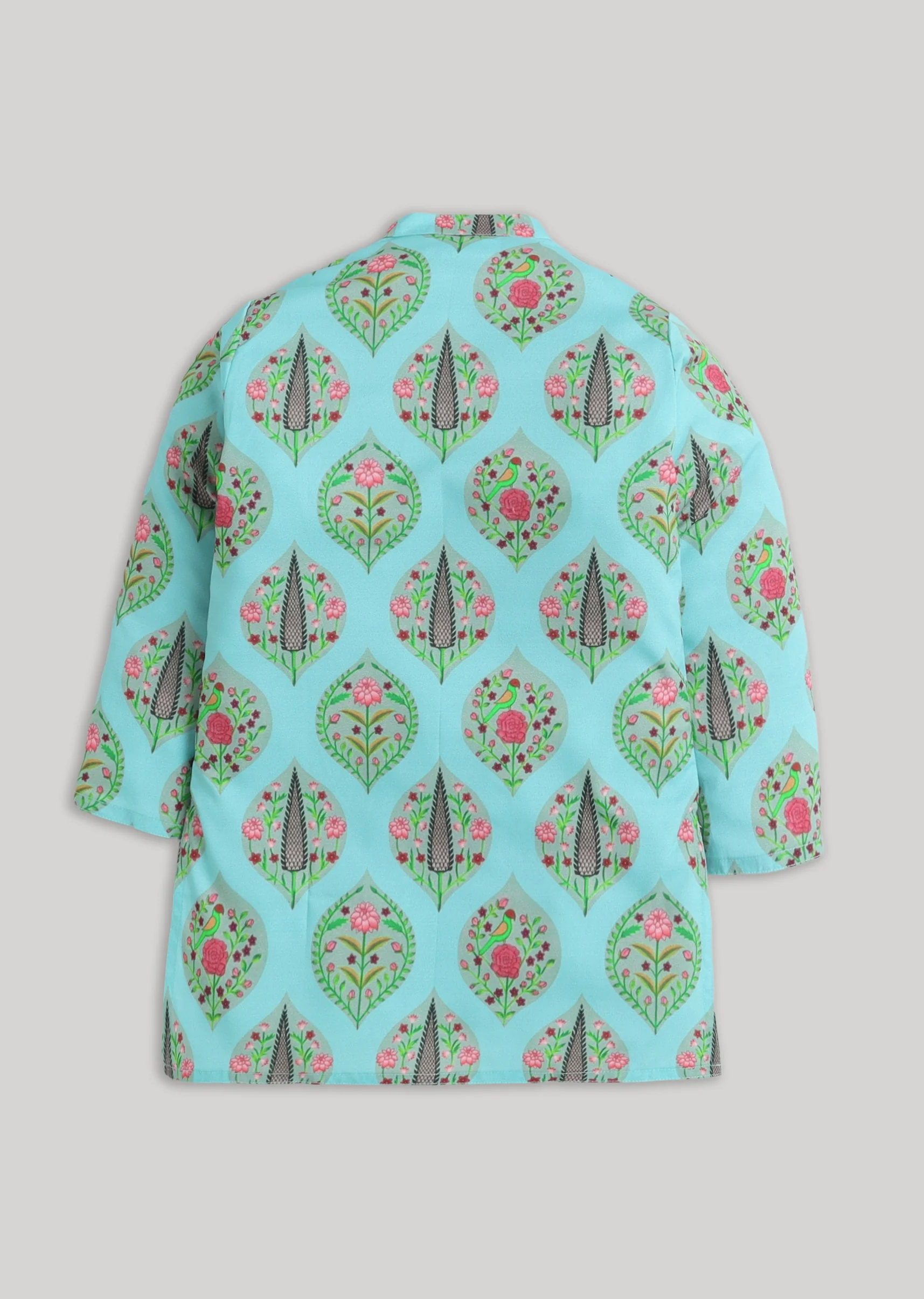 Blue And White Kids Nehru Jacket Set - Image 3