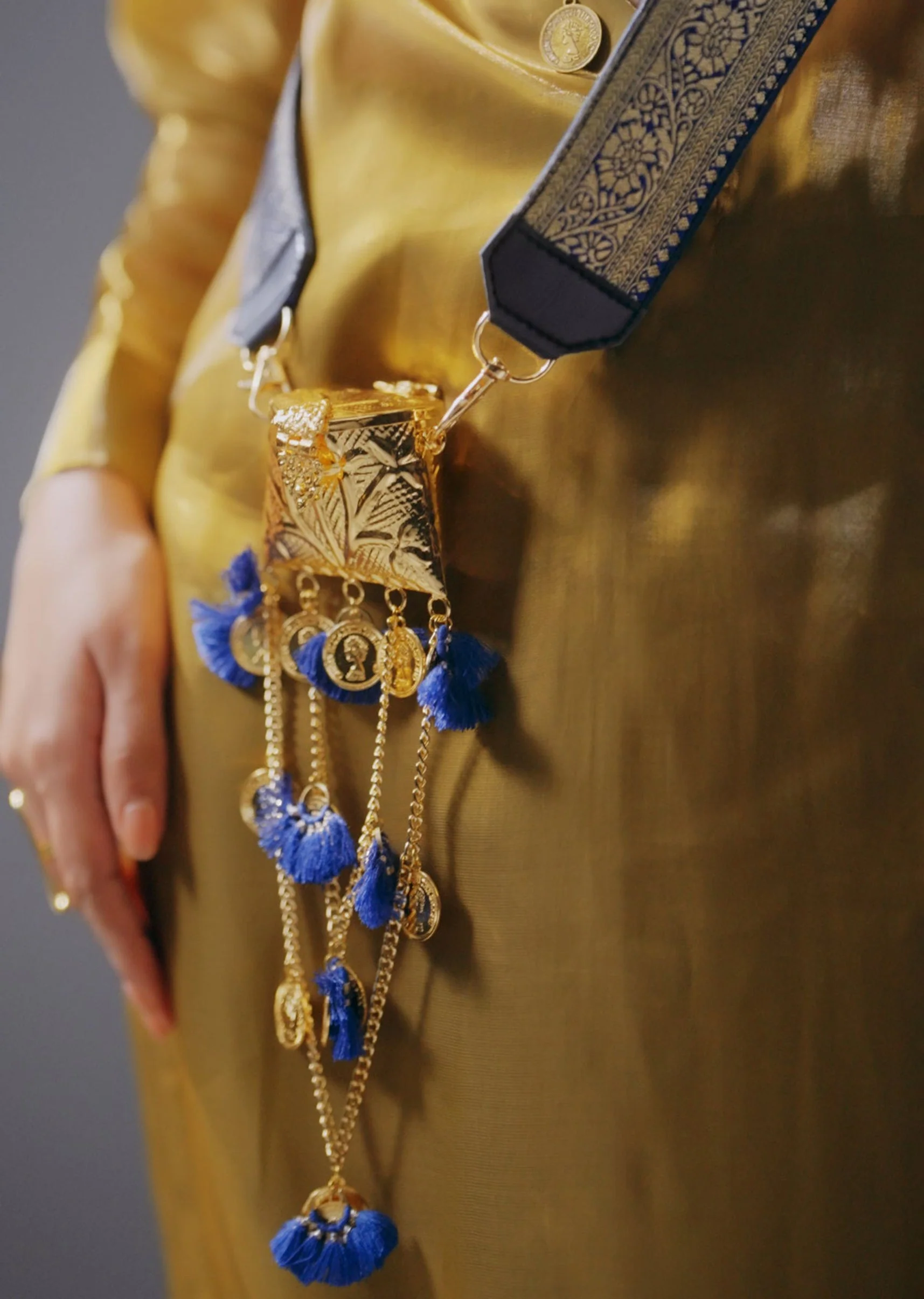 Blue Banarasi Brocade Sling Bag - Image 2