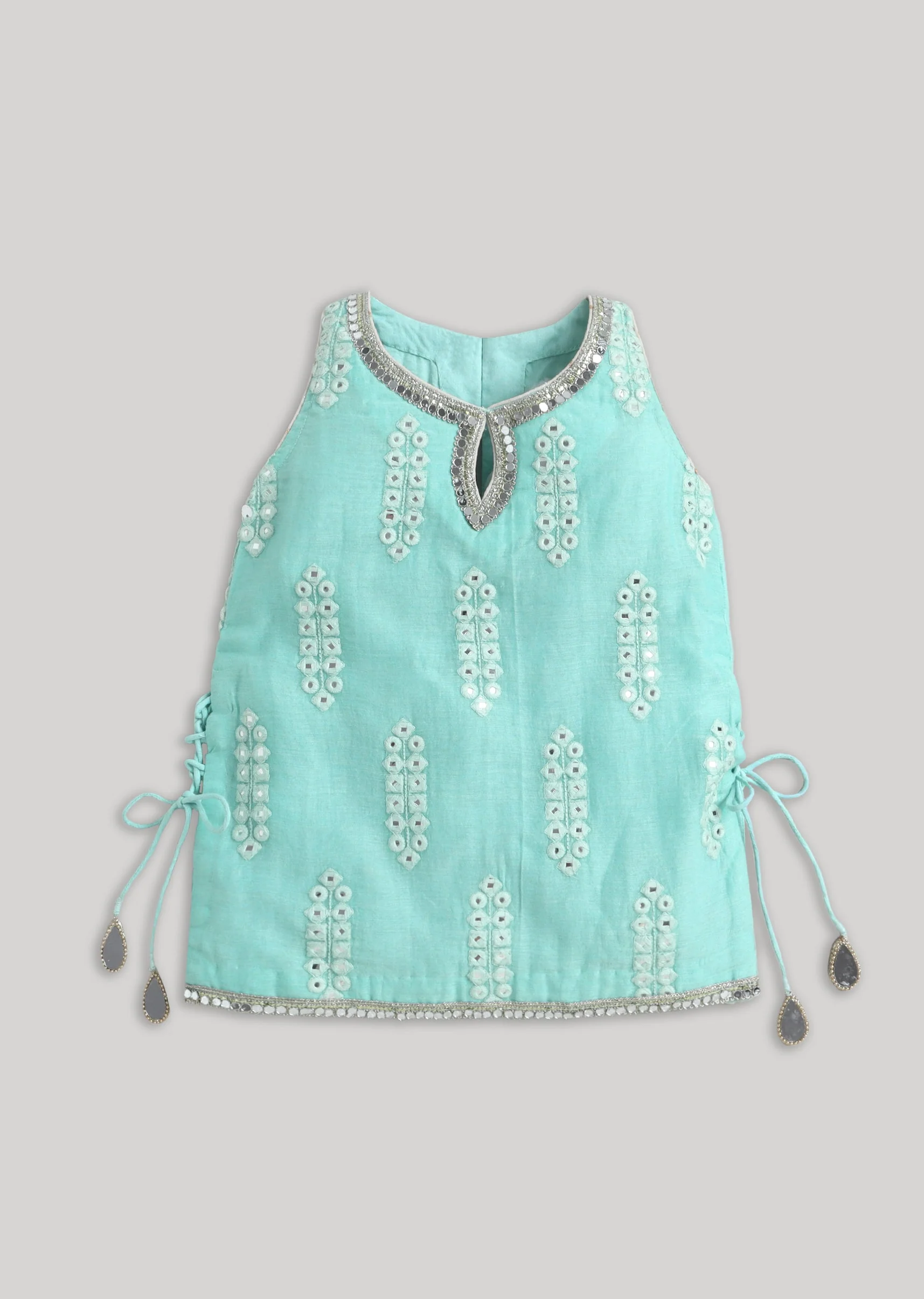 Blue Embroidered Chanderi Salwar Suit - Image 2