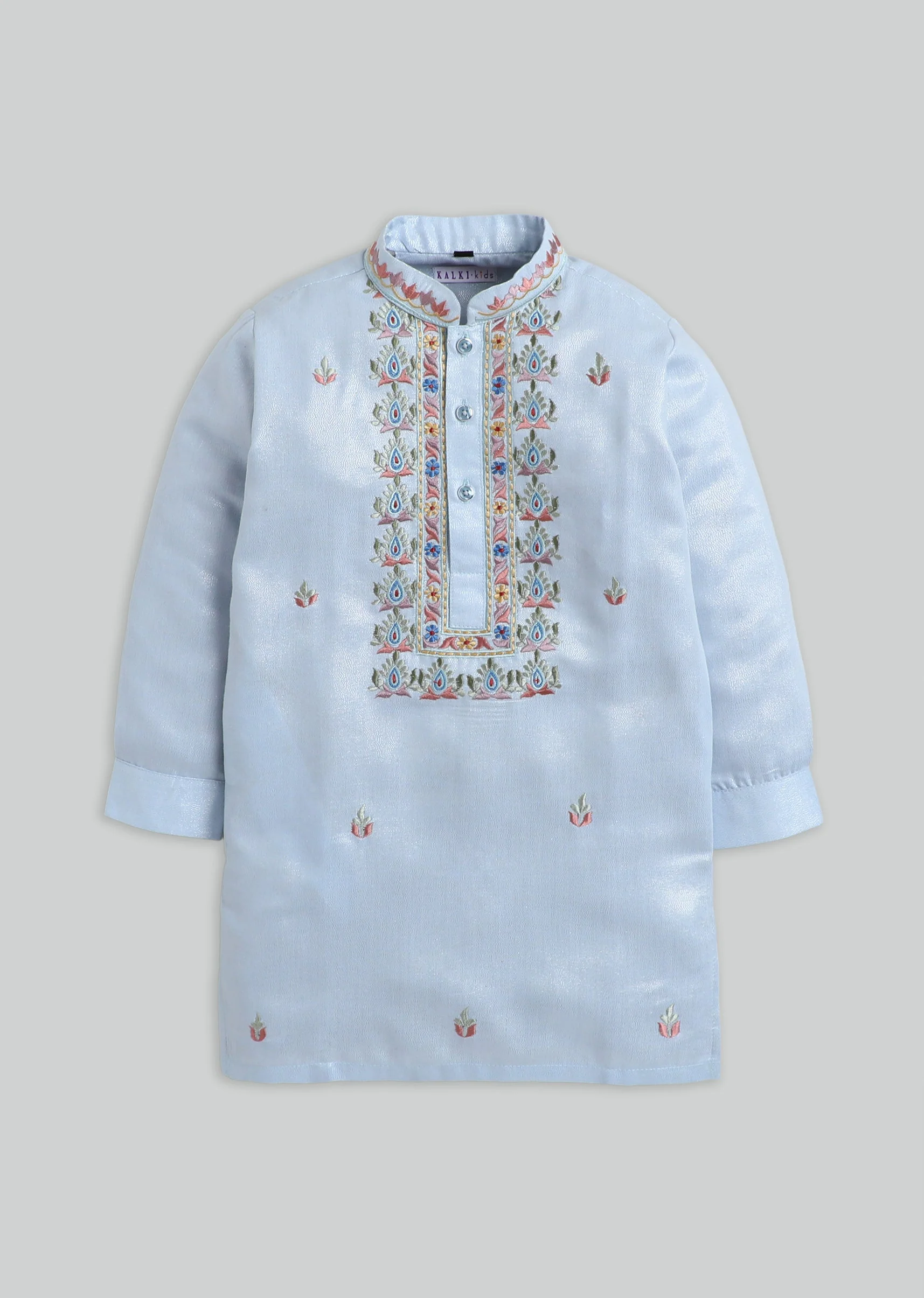 Blue Embroidered Kurta Set For Boys - Image 2