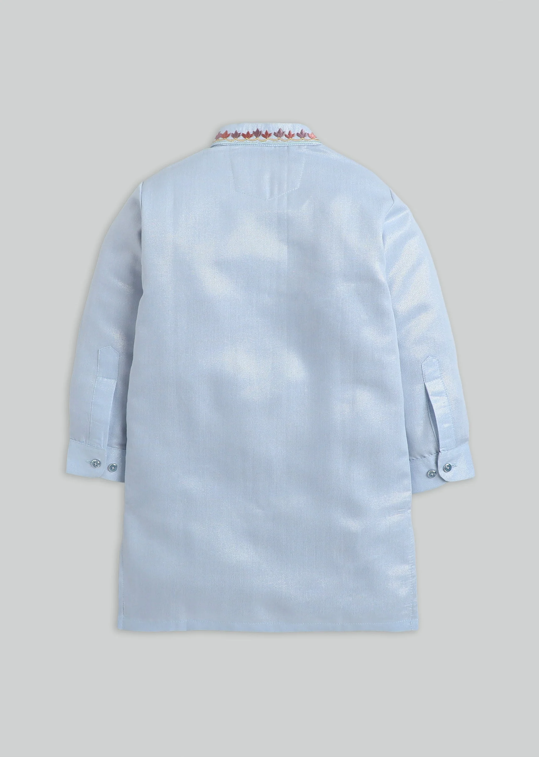 Blue Embroidered Kurta Set For Boys - Image 3