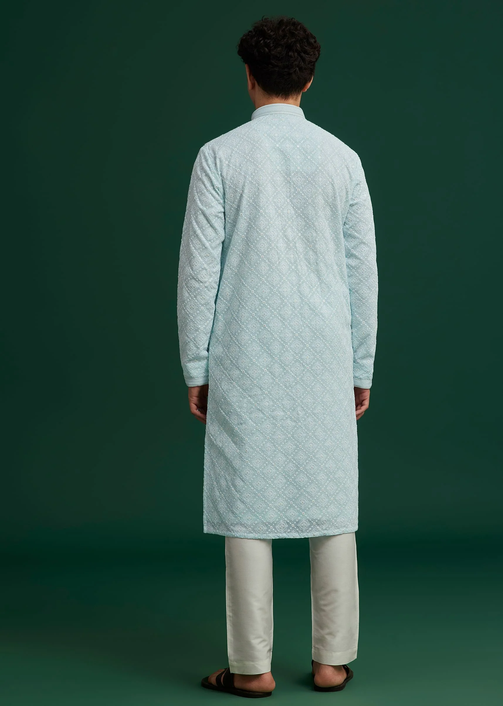Blue Georgette Embroidered Kurta Set - Image 5