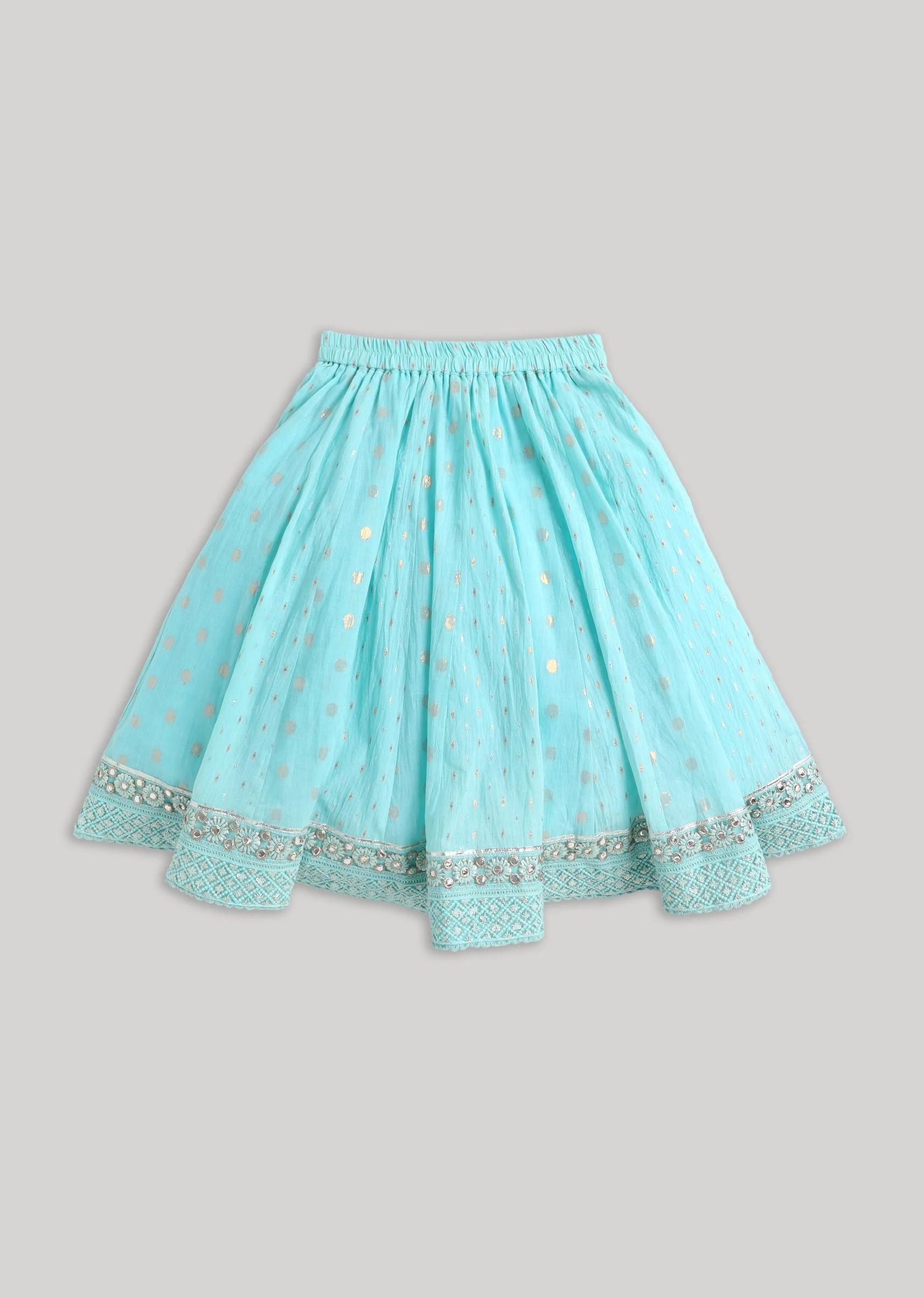 Blue Gold Lehenga Set With Sequin Sparkle - Image 6