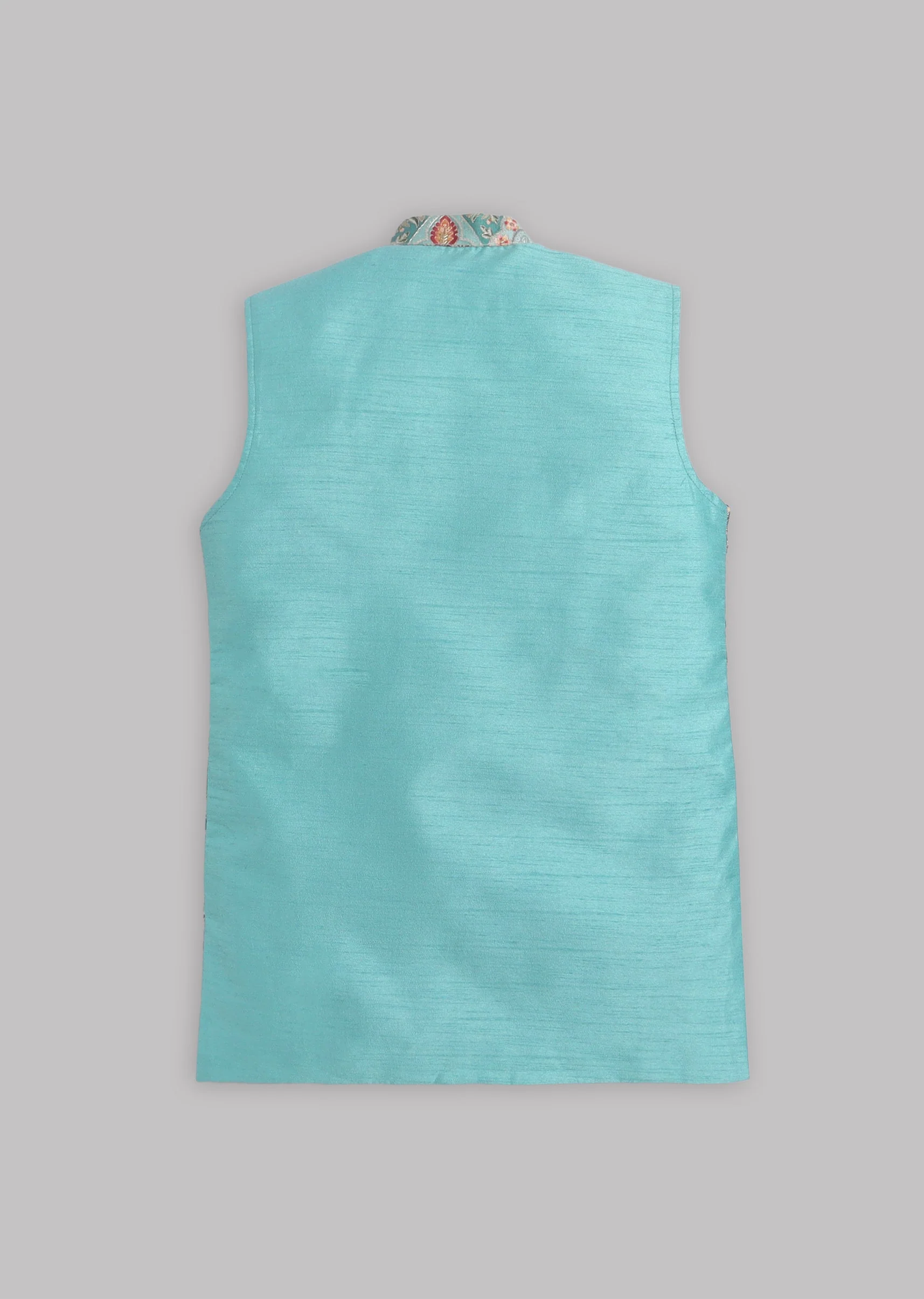 Blue Grey Floral Nehru Jacket Set - Image 7