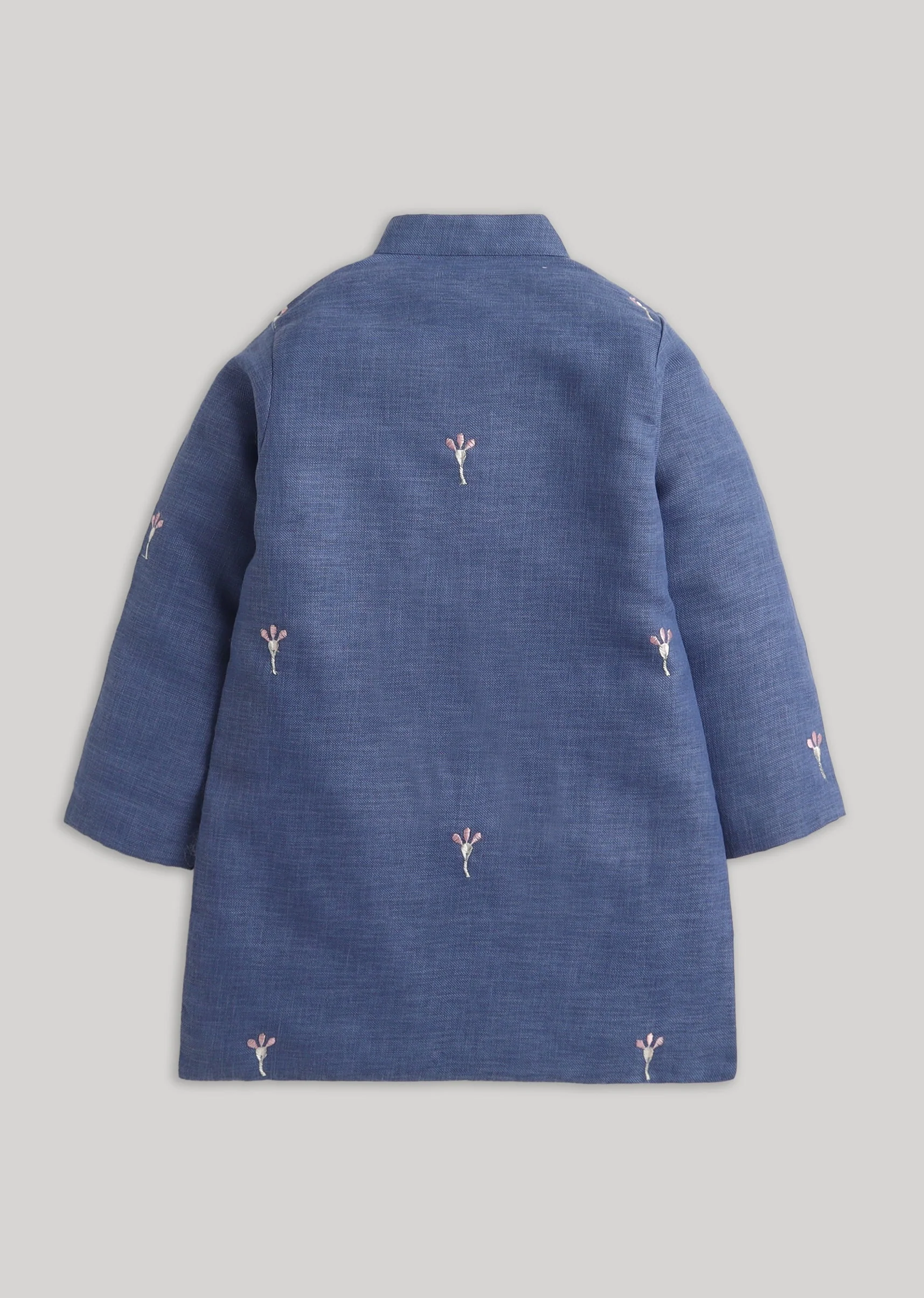 Blue Kurta Set With Multicolour Detailing And Embroidery - Image 3