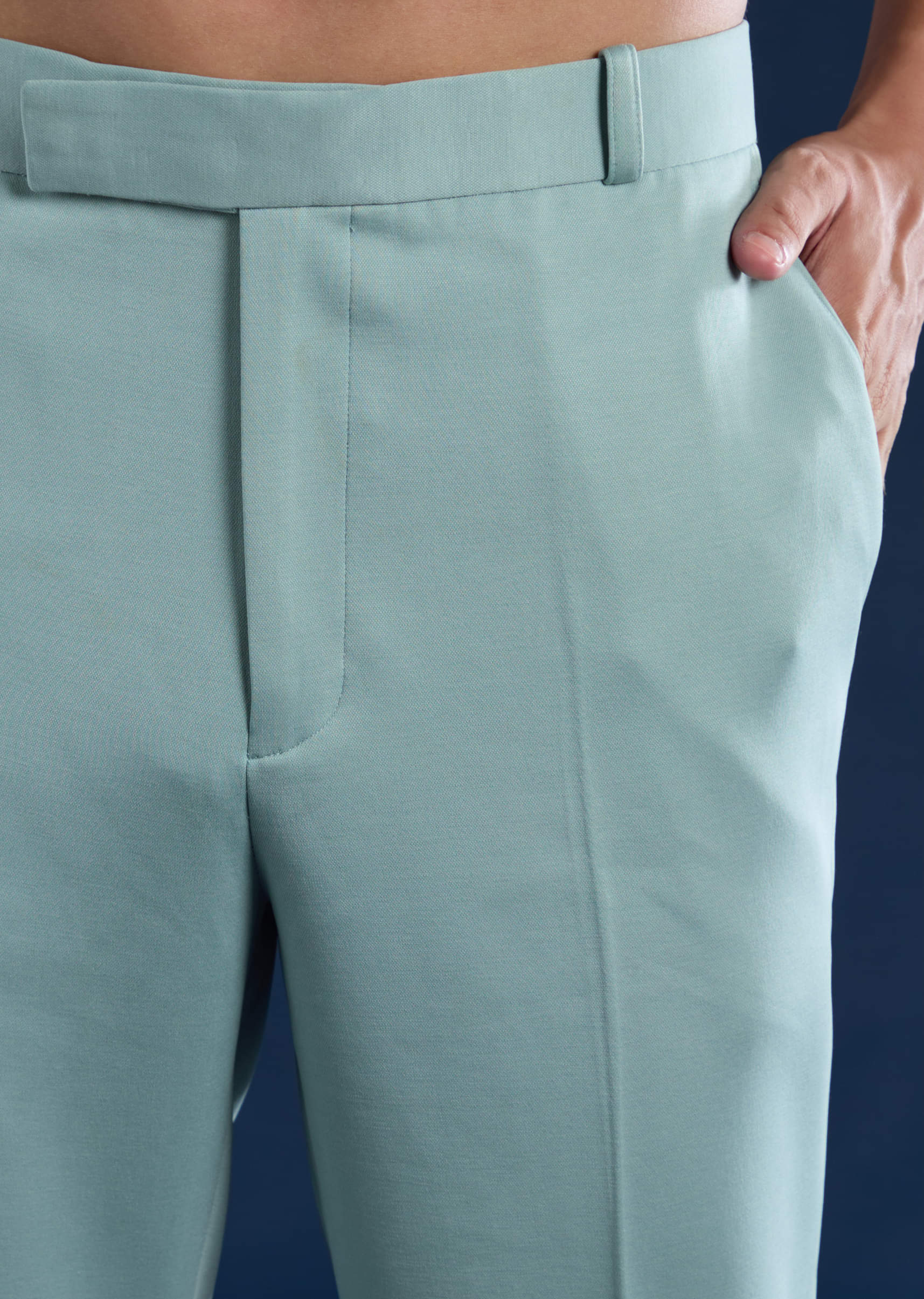 Blue Mens Cutdana Work Jacket Kurta and Pant Set - Image 7
