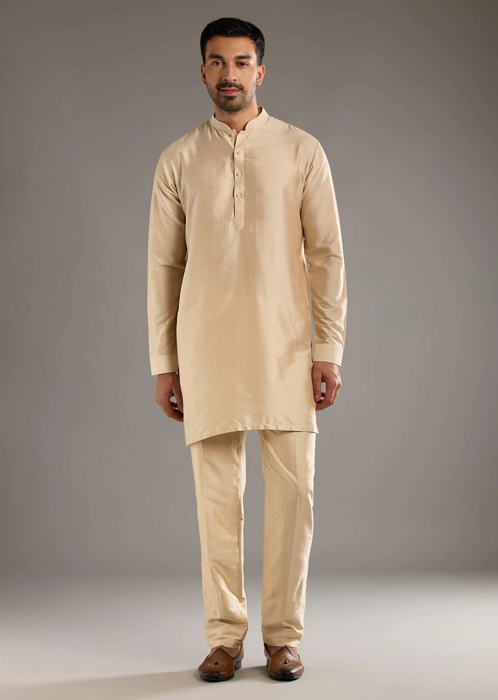 Blue Silk Kurta Jacket Set For Men With Hand Dyed Bandhani Print - Image 6