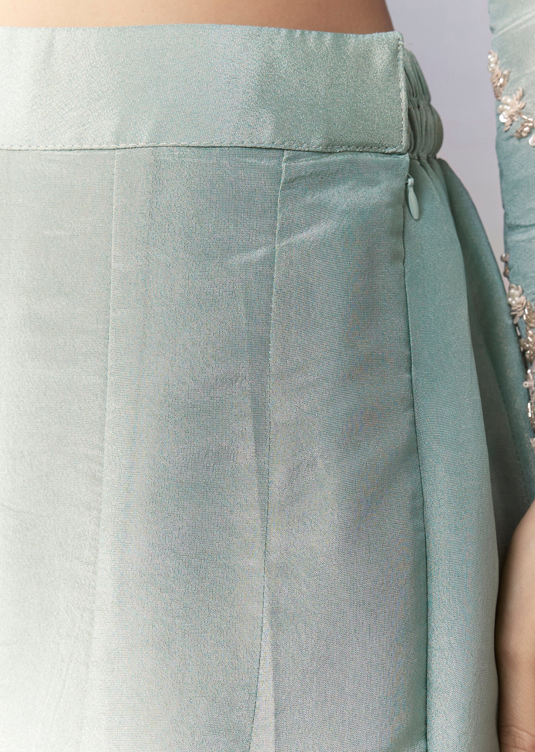 Blue Slit Anarkali Palazzo Set with Sequin Work - Image 6