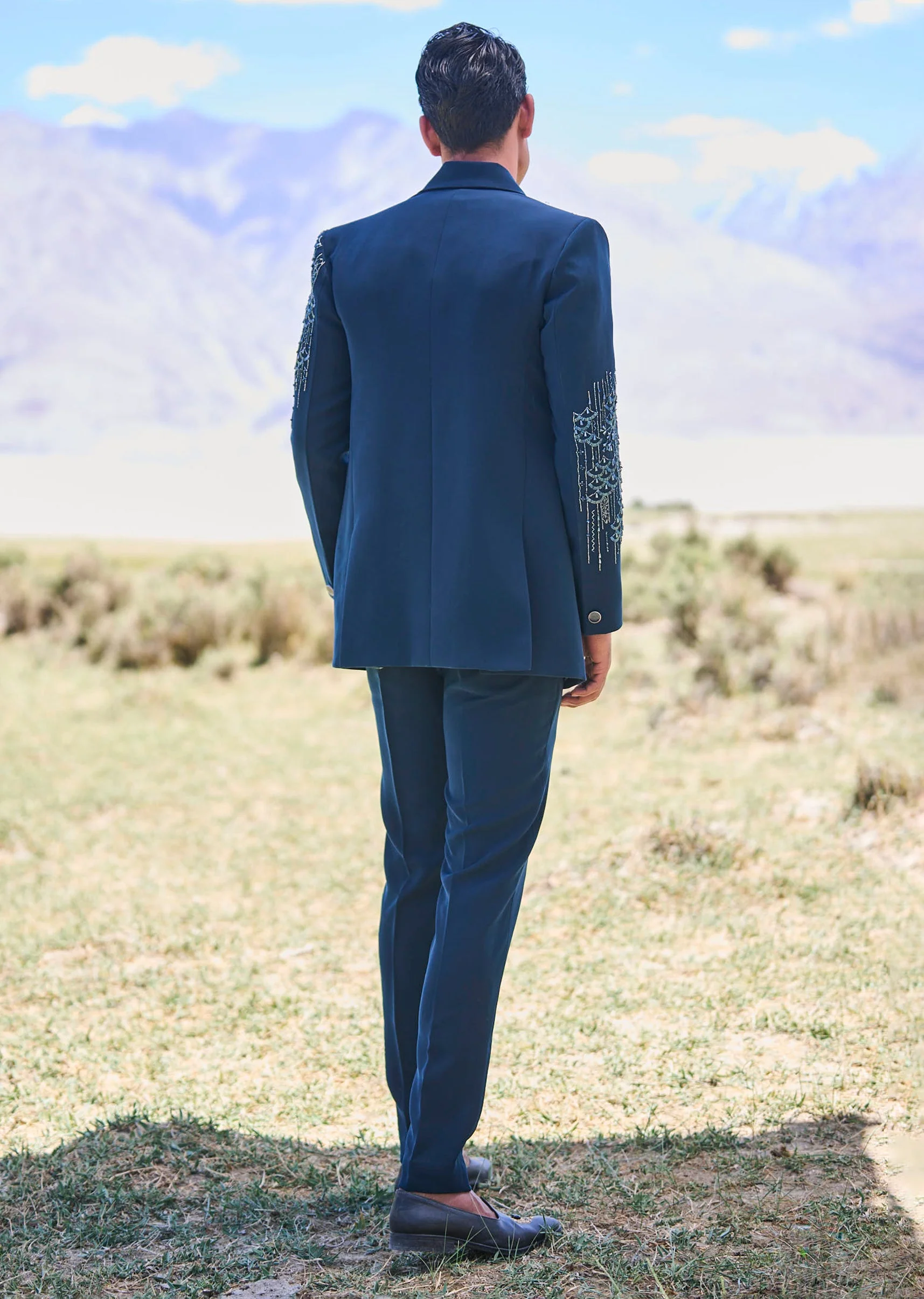 Blue Teal Embroidered Blazer Set - Image 5