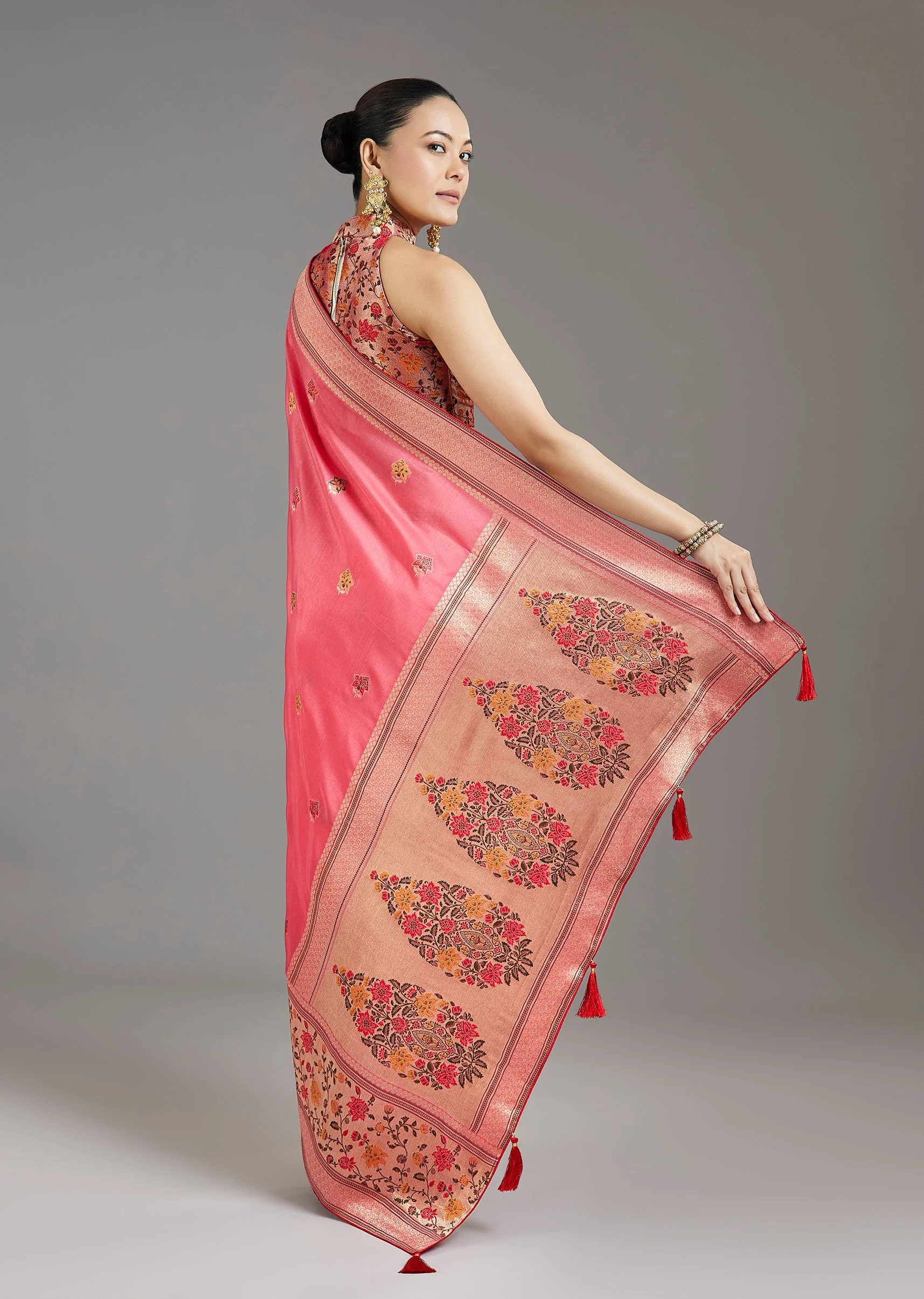 Blush Pink Dola Silk Saree - Image 4