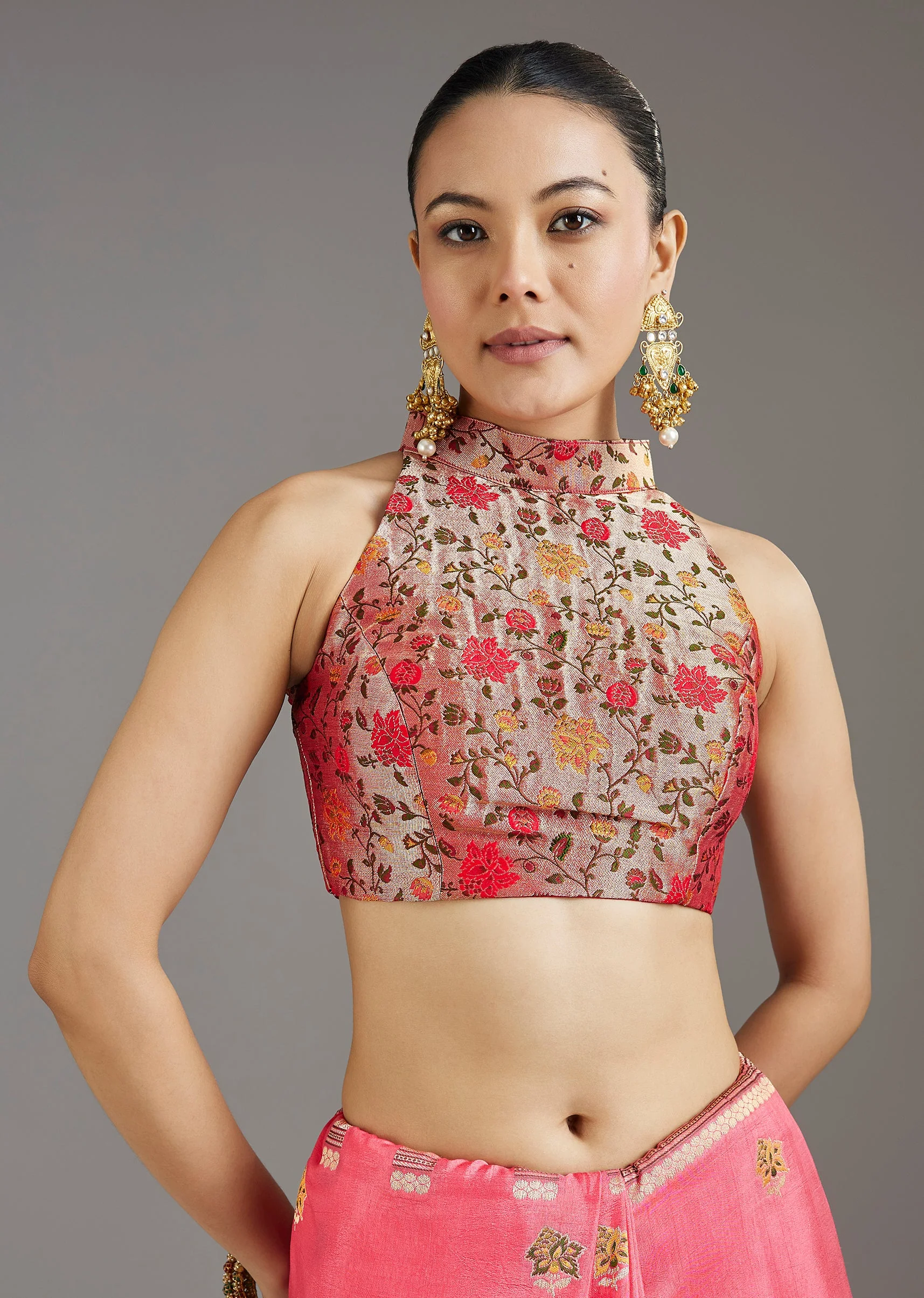 Blush Pink Dola Silk Saree - Image 7