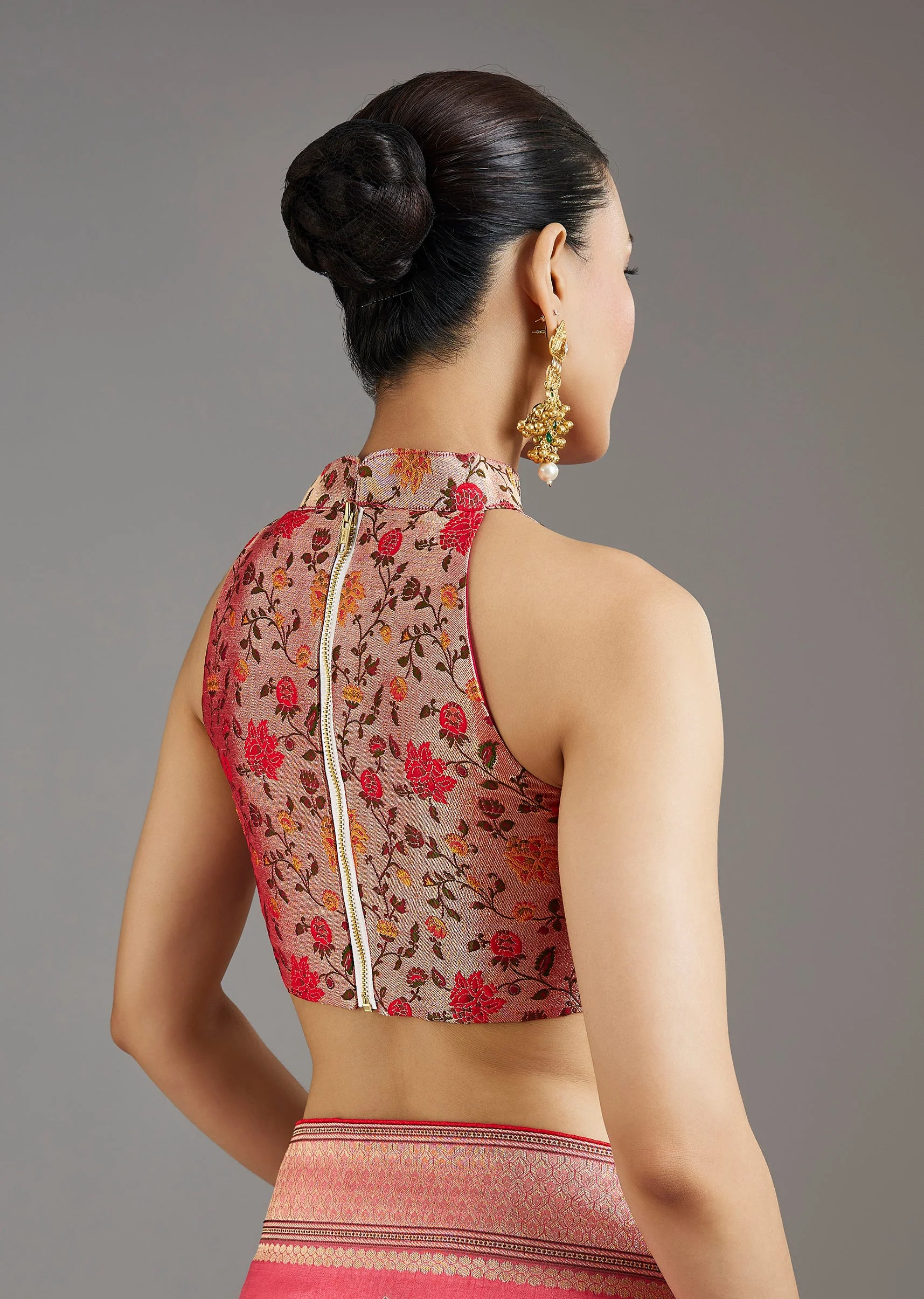 Blush Pink Dola Silk Saree - Image 8