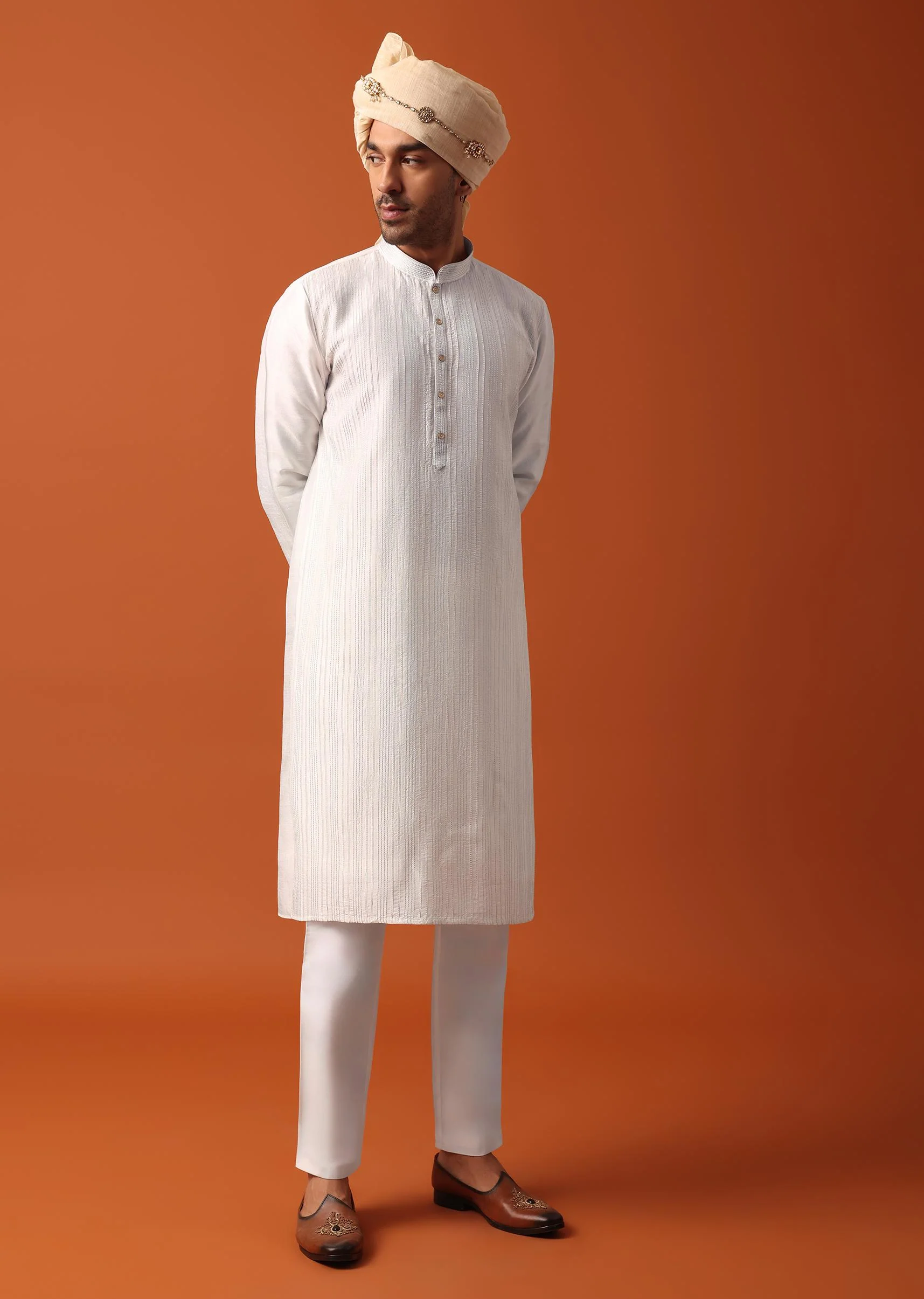 Blush Pink Sherwani Adorned with Intricate Embroidery All Over - Image 6
