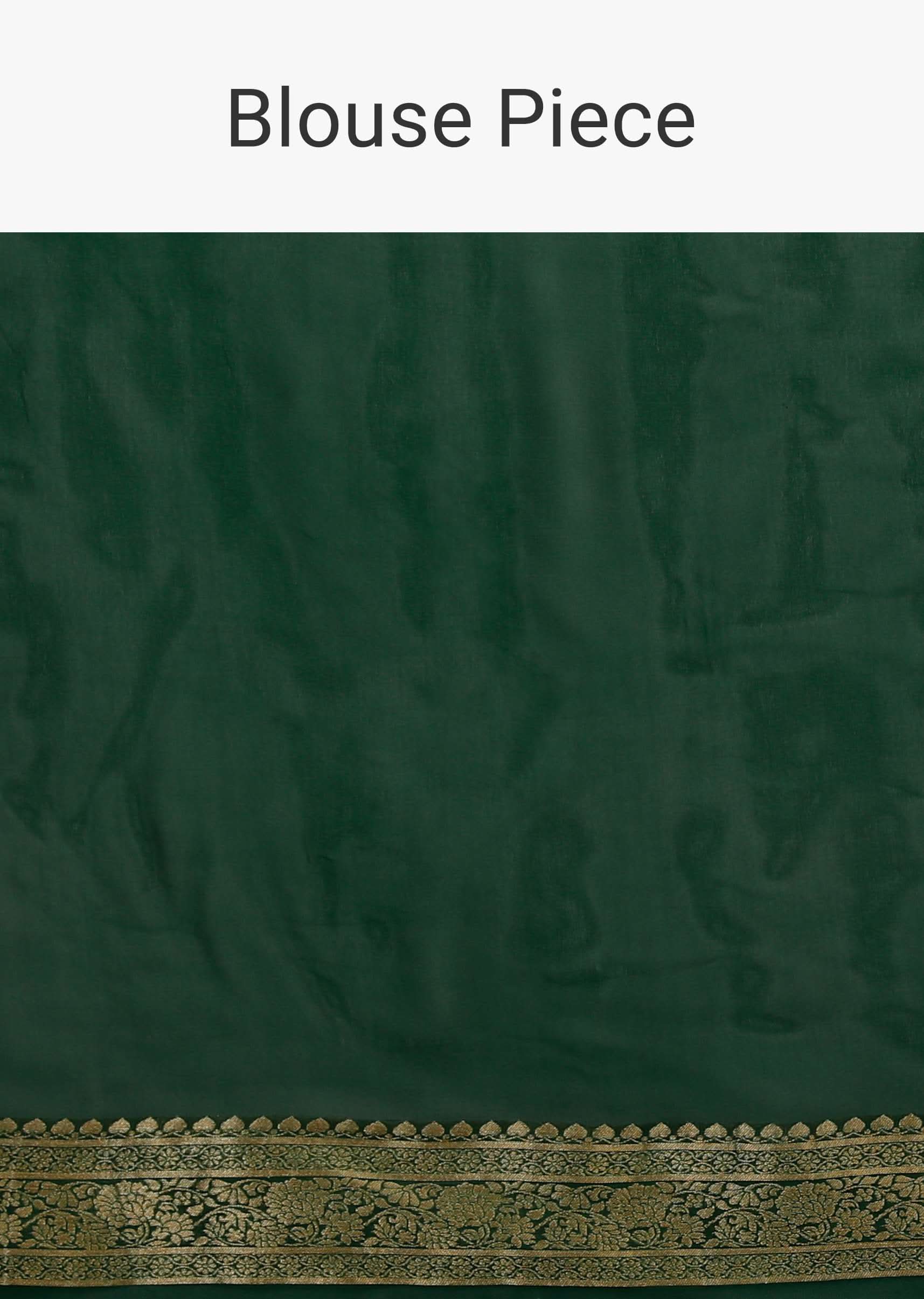 Bottle Green Saree In Georgette With Brocade Woven Diagonal Stripes And Floral Border - Image 6