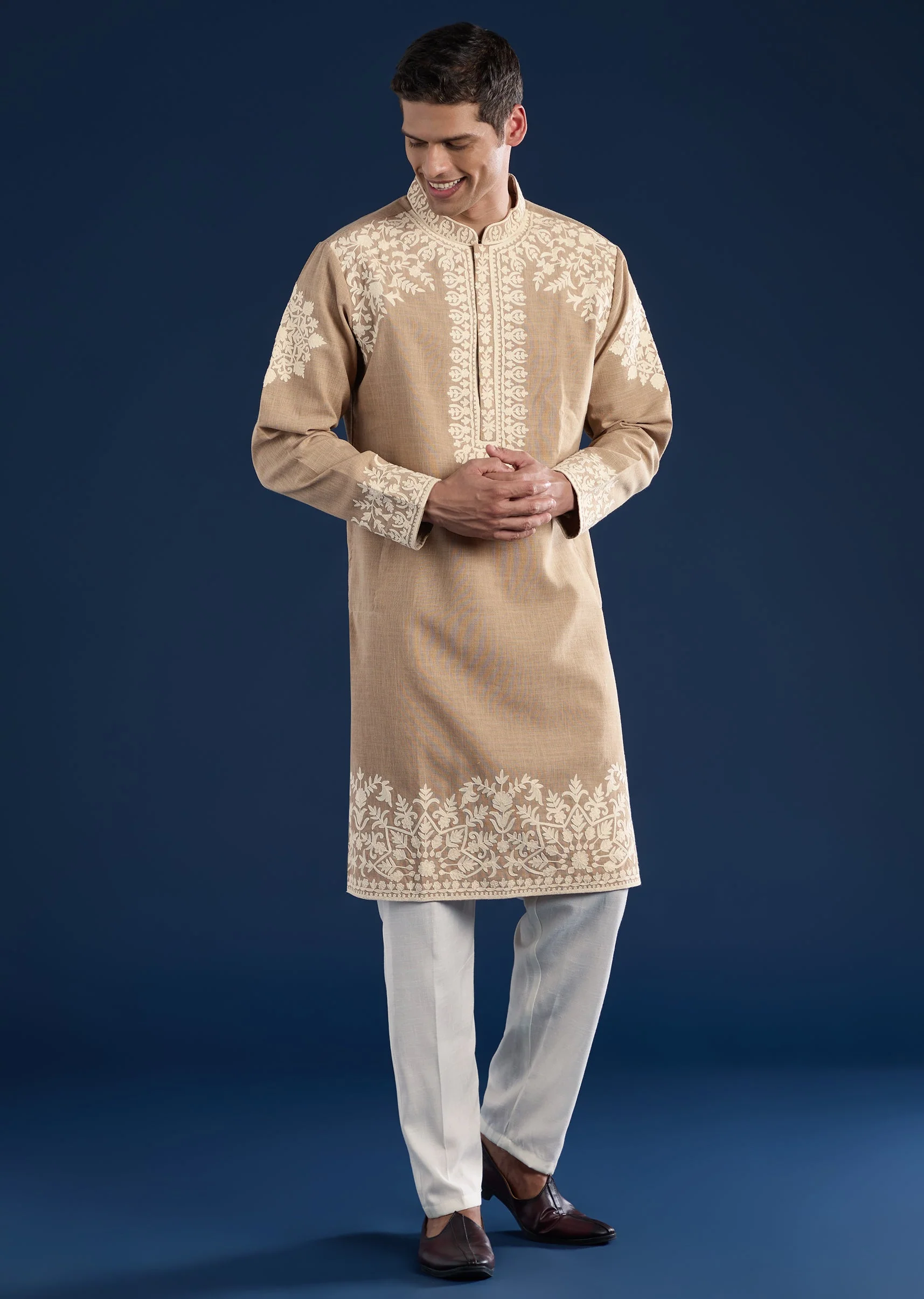 Brown Cotton Viscose Kurta Set - Image 3