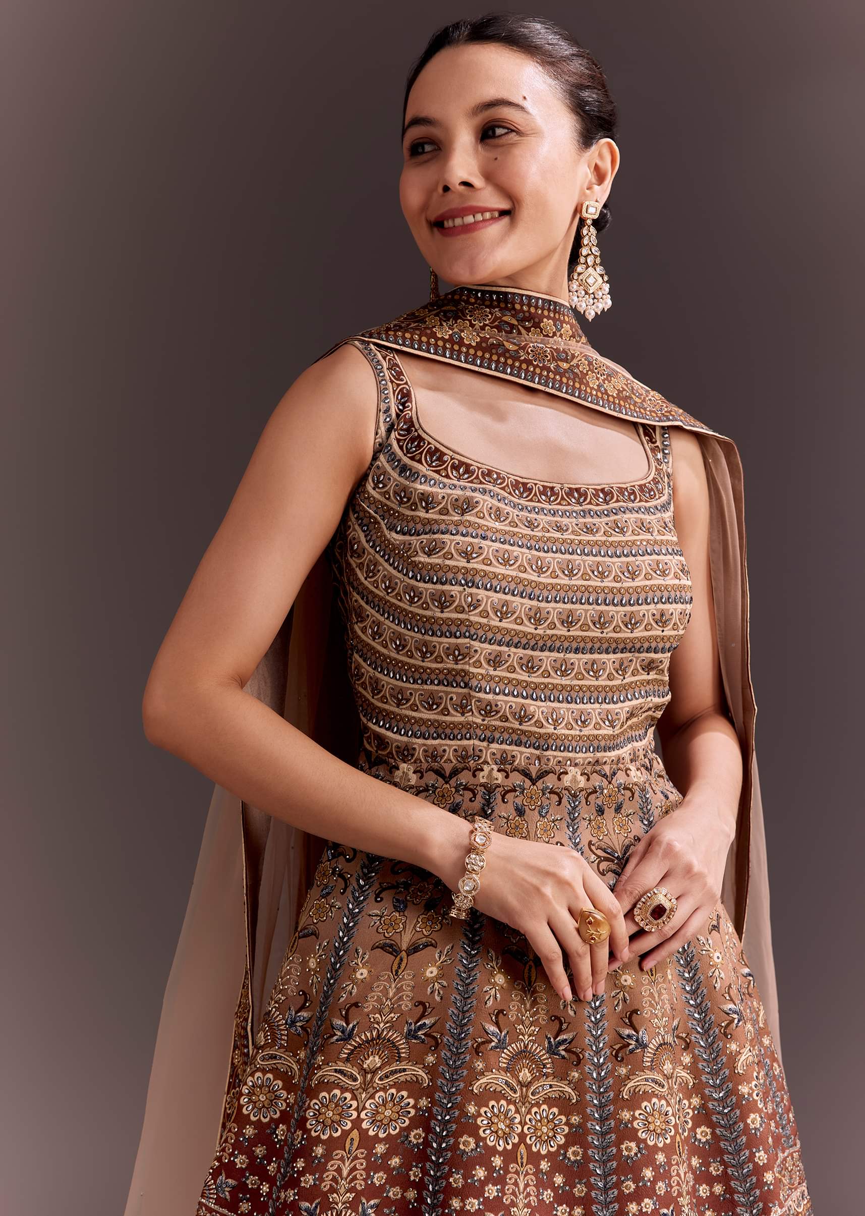 Brown Embroidered Palazzo Set - Image 2