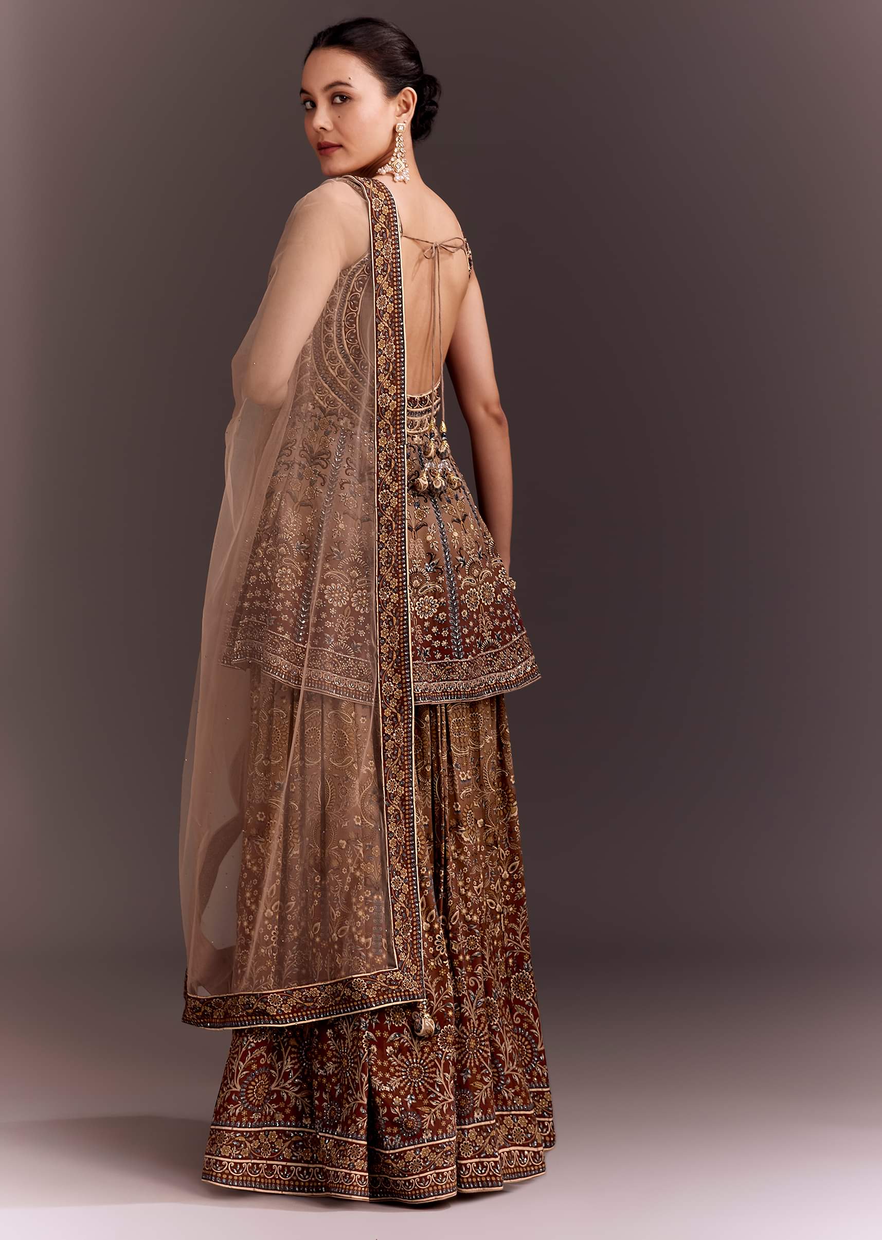 Brown Embroidered Palazzo Set - Image 5