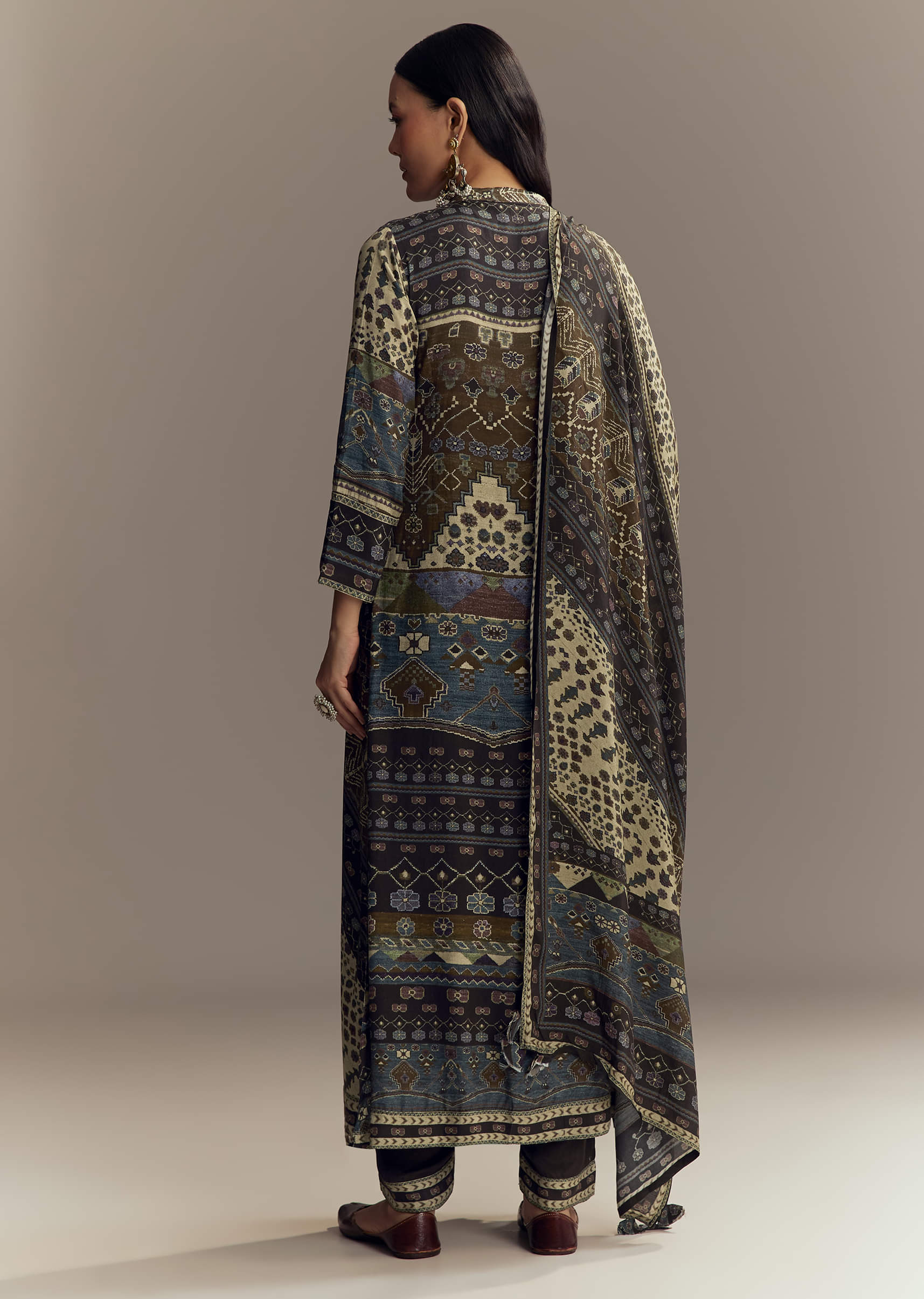 Brown Muslin Printed Anarkali Suit - Image 5