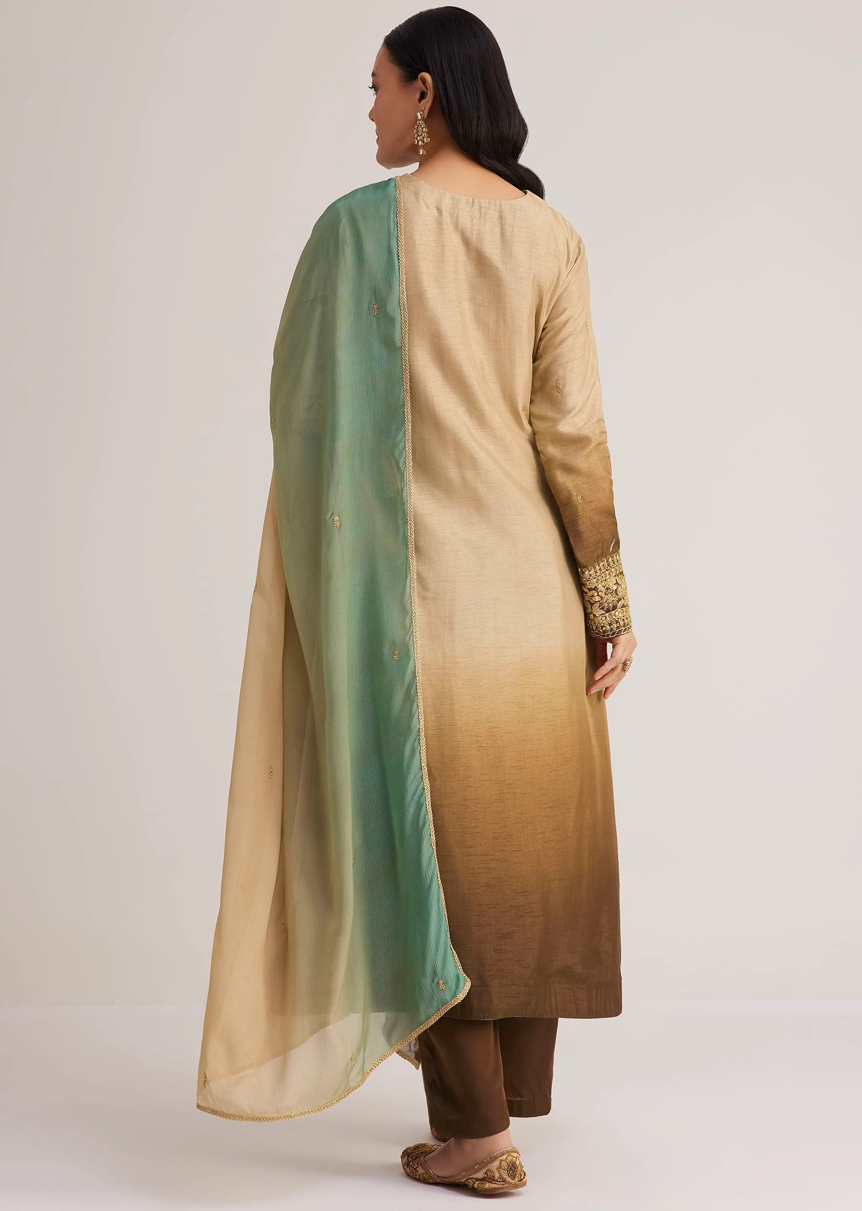 Brown Ombre Embroidered Suit - Image 5