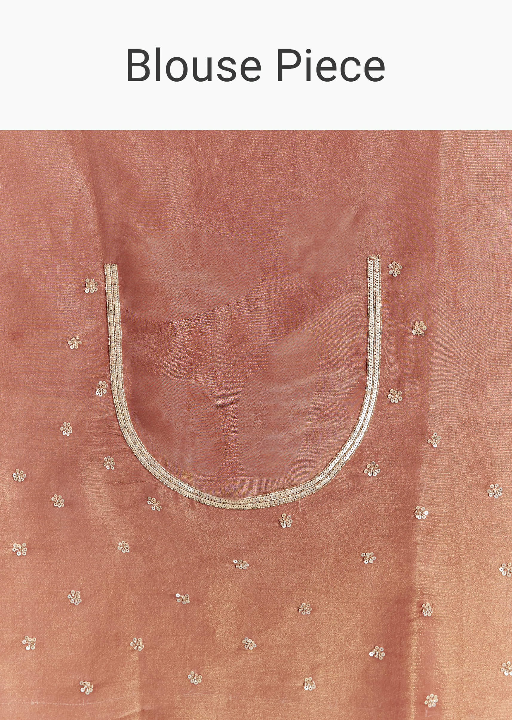 Brown Rust Crush Tissue Saree With Gota And Beads Embroidery - Image 10