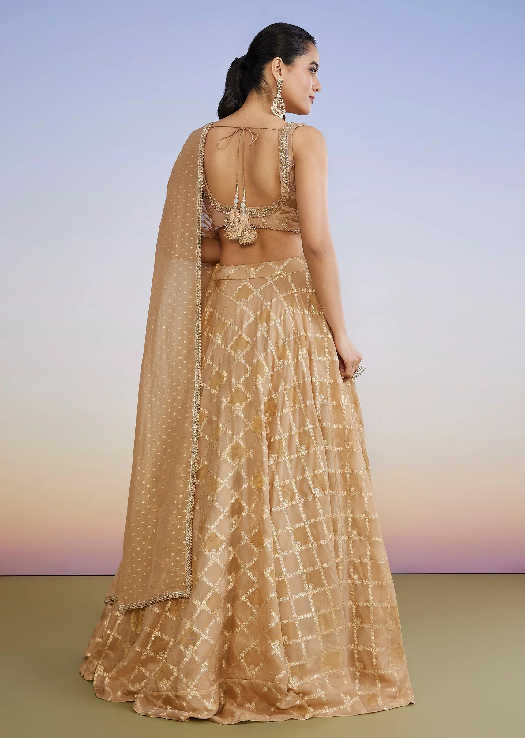 Classic Gold Organza Lehenga - Image 2