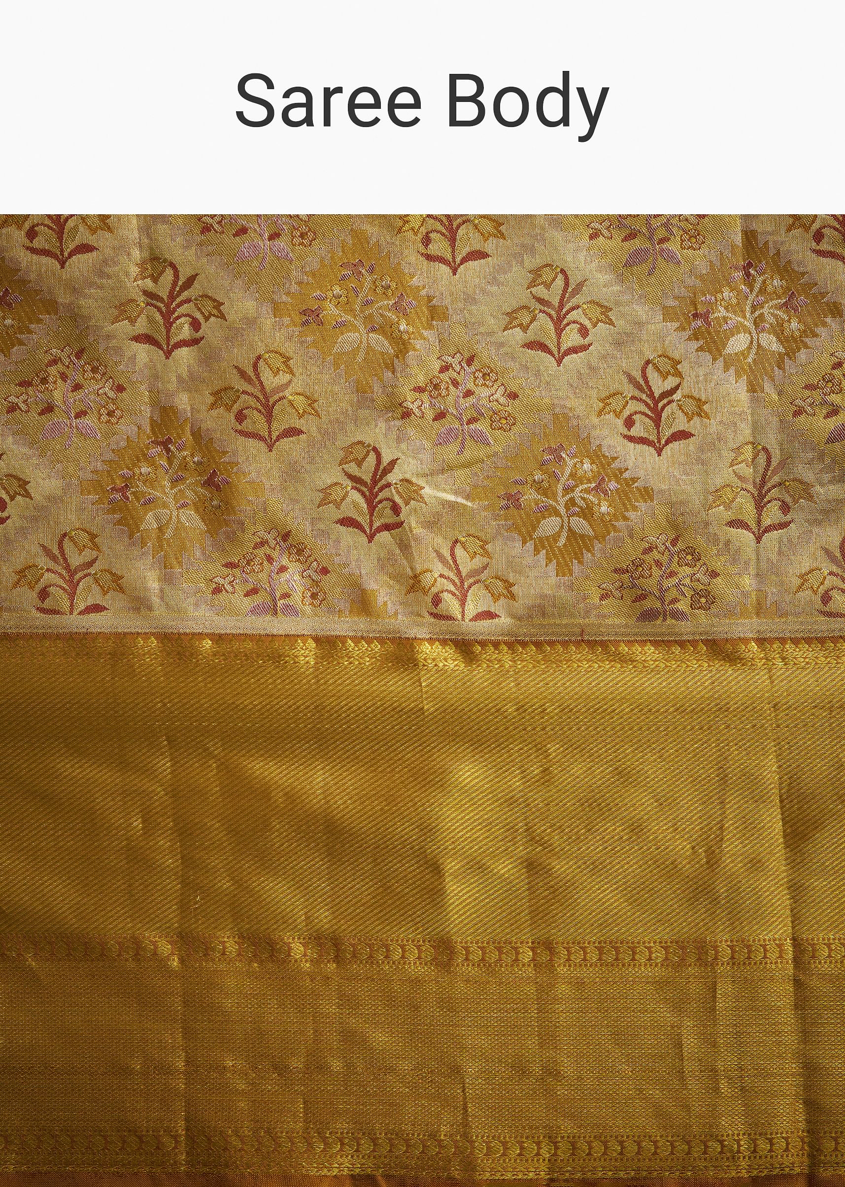 Coffee Beige Kanjivaram Silk Saree With Golden Zari Border - Image 10