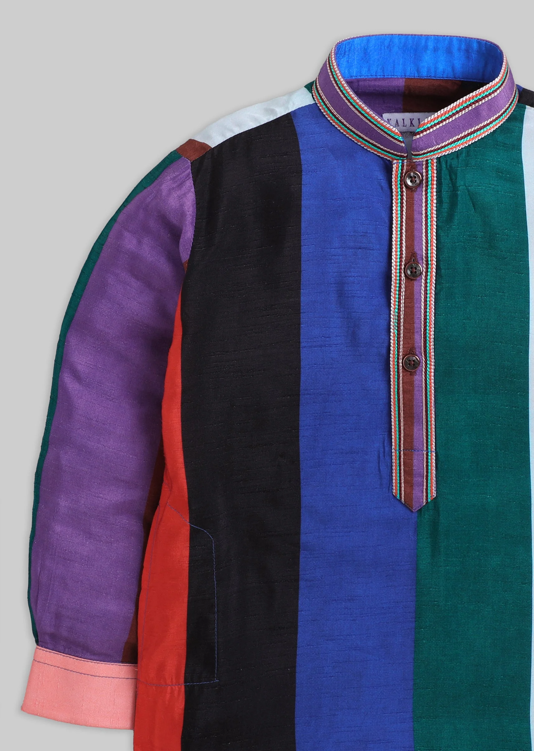 Colour Blocked Kurta Set For Boys - Image 5