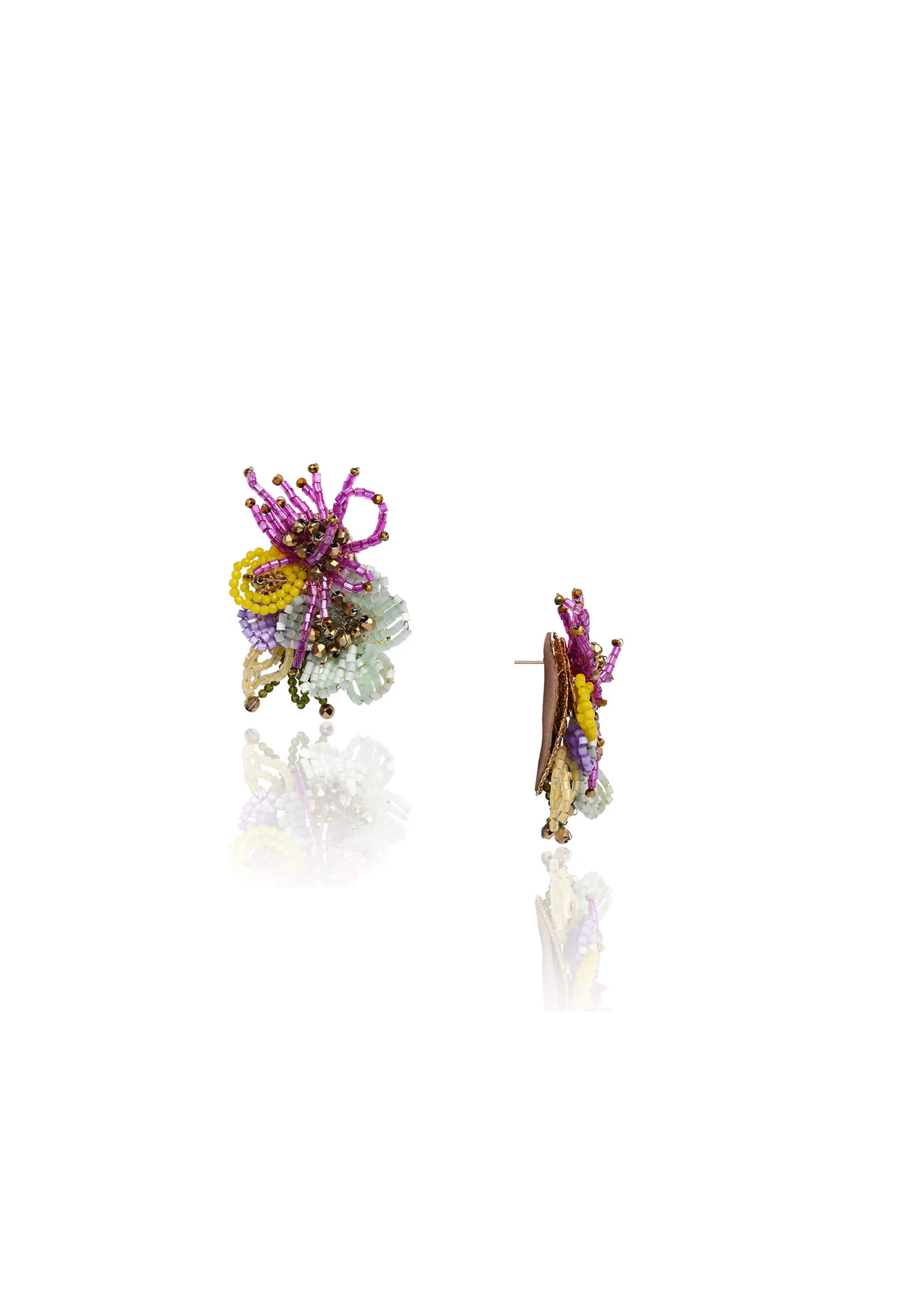 Colourful Crystal Beaded Flower Abstart Big Studs - Image 3