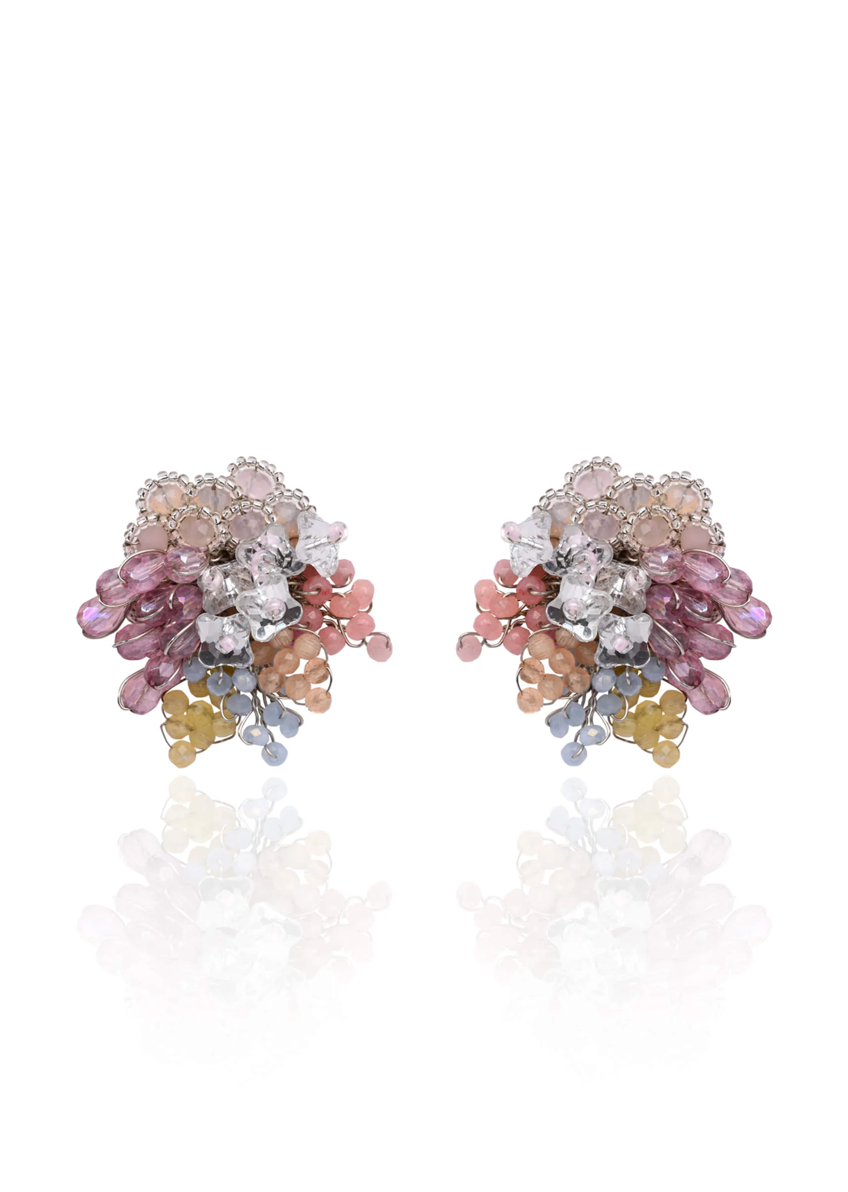 Colourful Crystal Button Earrings For Haldi Mehendi Wedding - Image 3