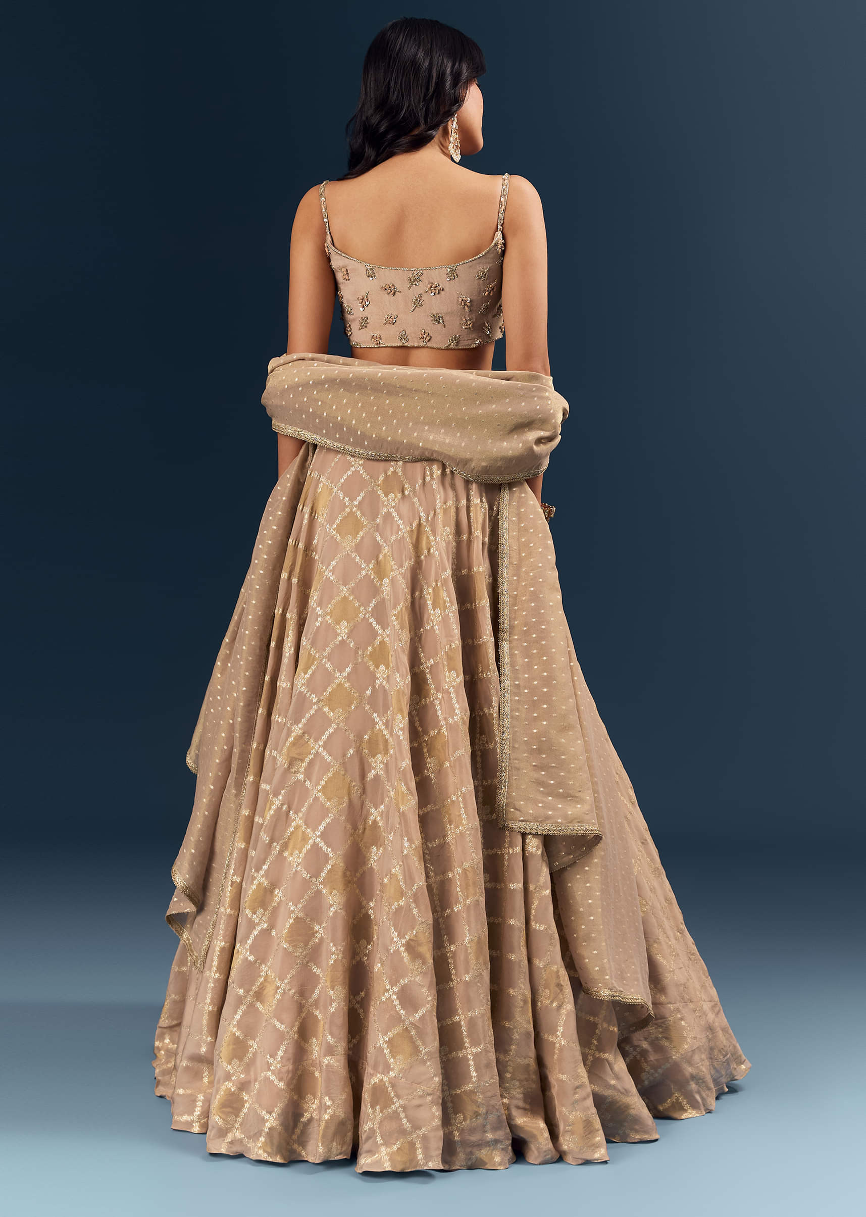 Copper Banarasi Silk Bridesmaid Lehenga With Heavy Hand Embroidery - Image 2