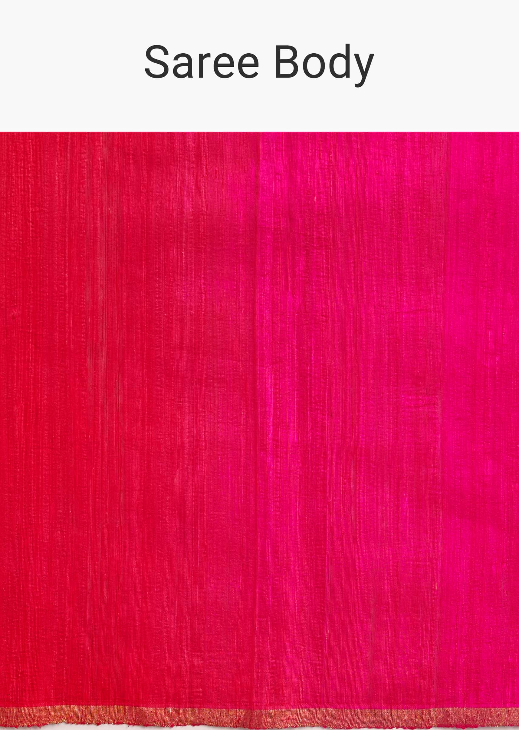 Corel Red Kora Silk Handloom Saree With Woven Traditional Motif - Image 9