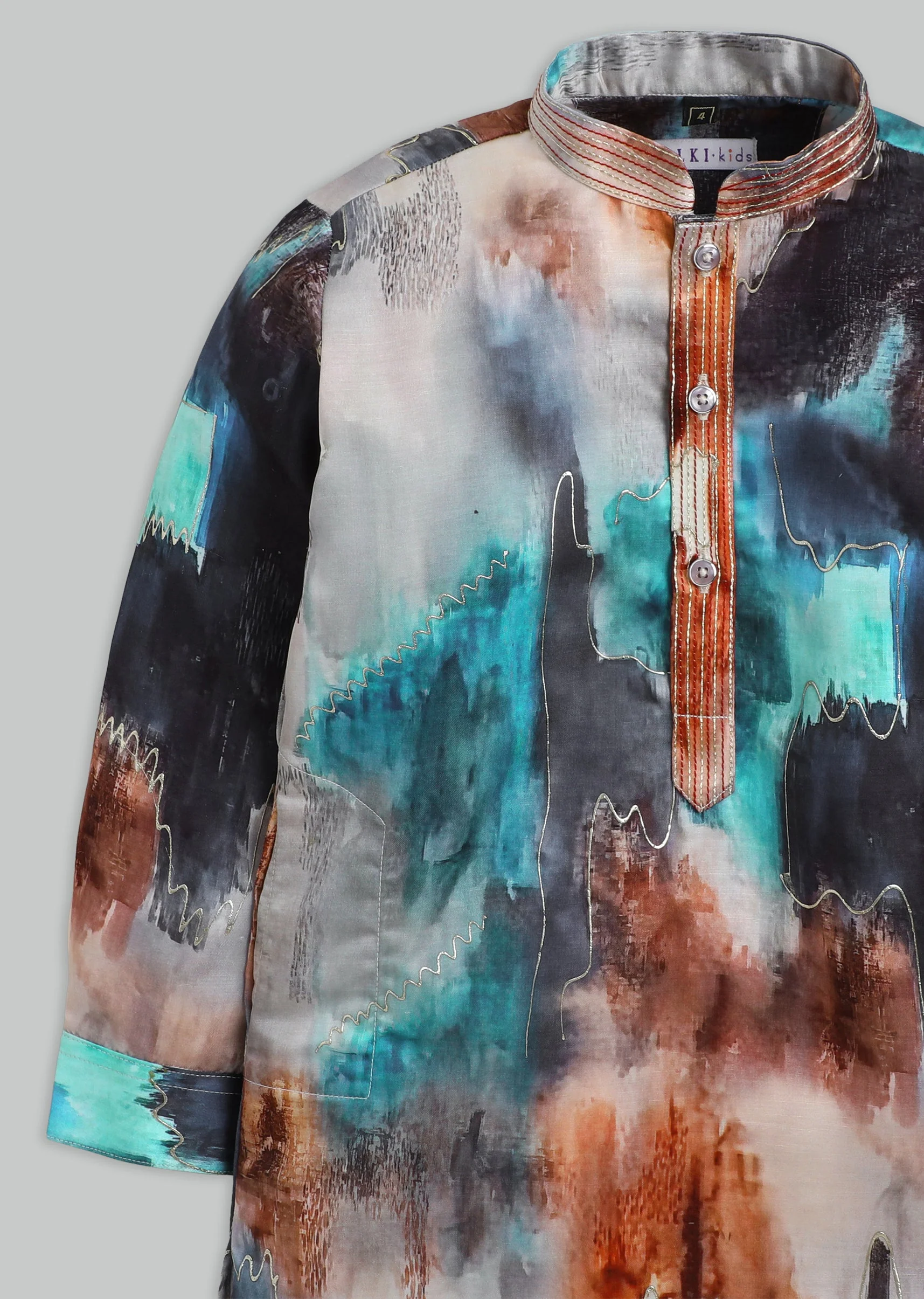Cotton Abstract Kurta Set For Boys - Image 5