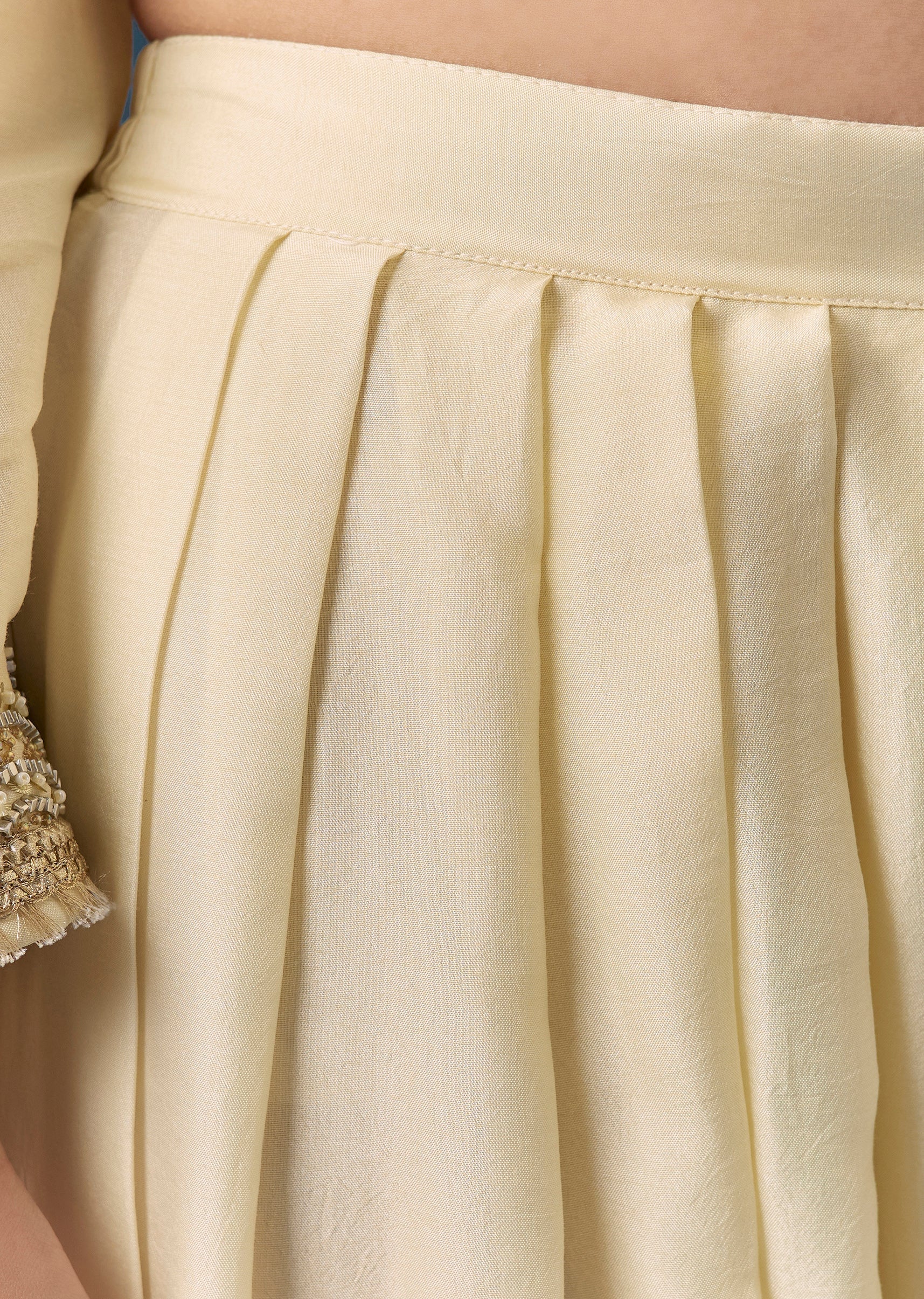 Cream Green Ombre Dupatta Kurta Set With Pant - Image 6