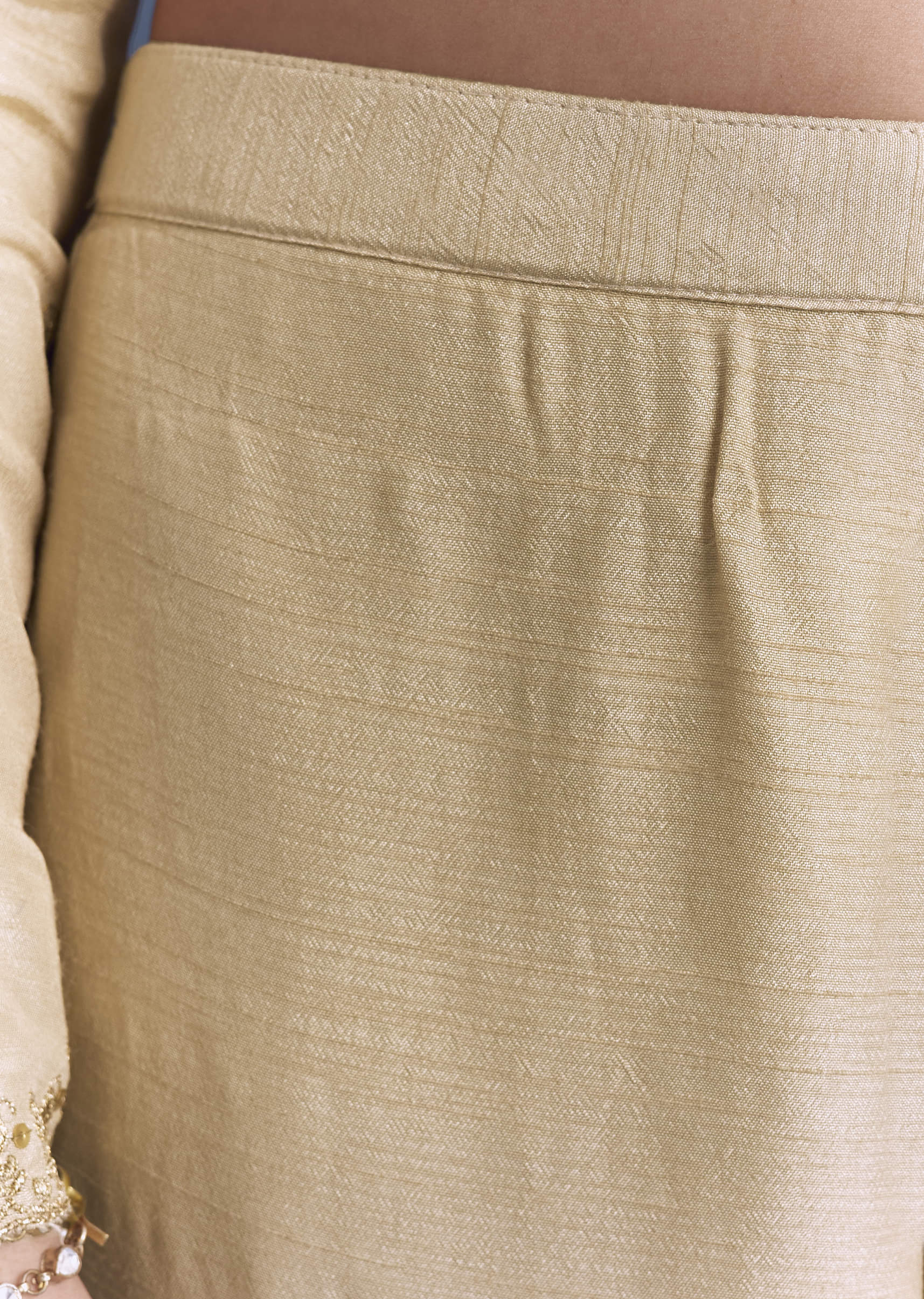 Cream Silk Anarkali Suit With Zari Thread Embroidery - Image 6