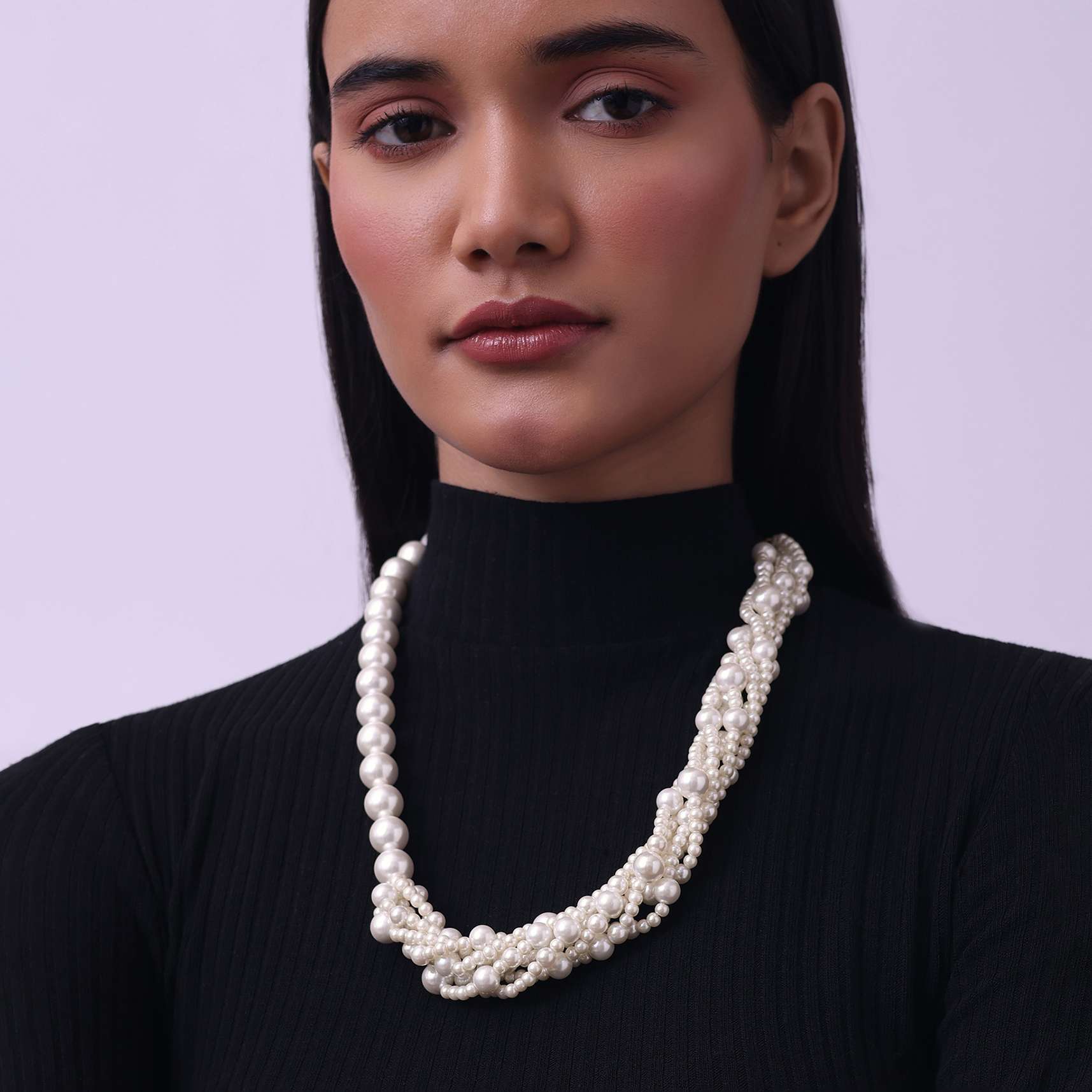 Cream White Long Mala Embellished with Mother Of Pearls - Image 2