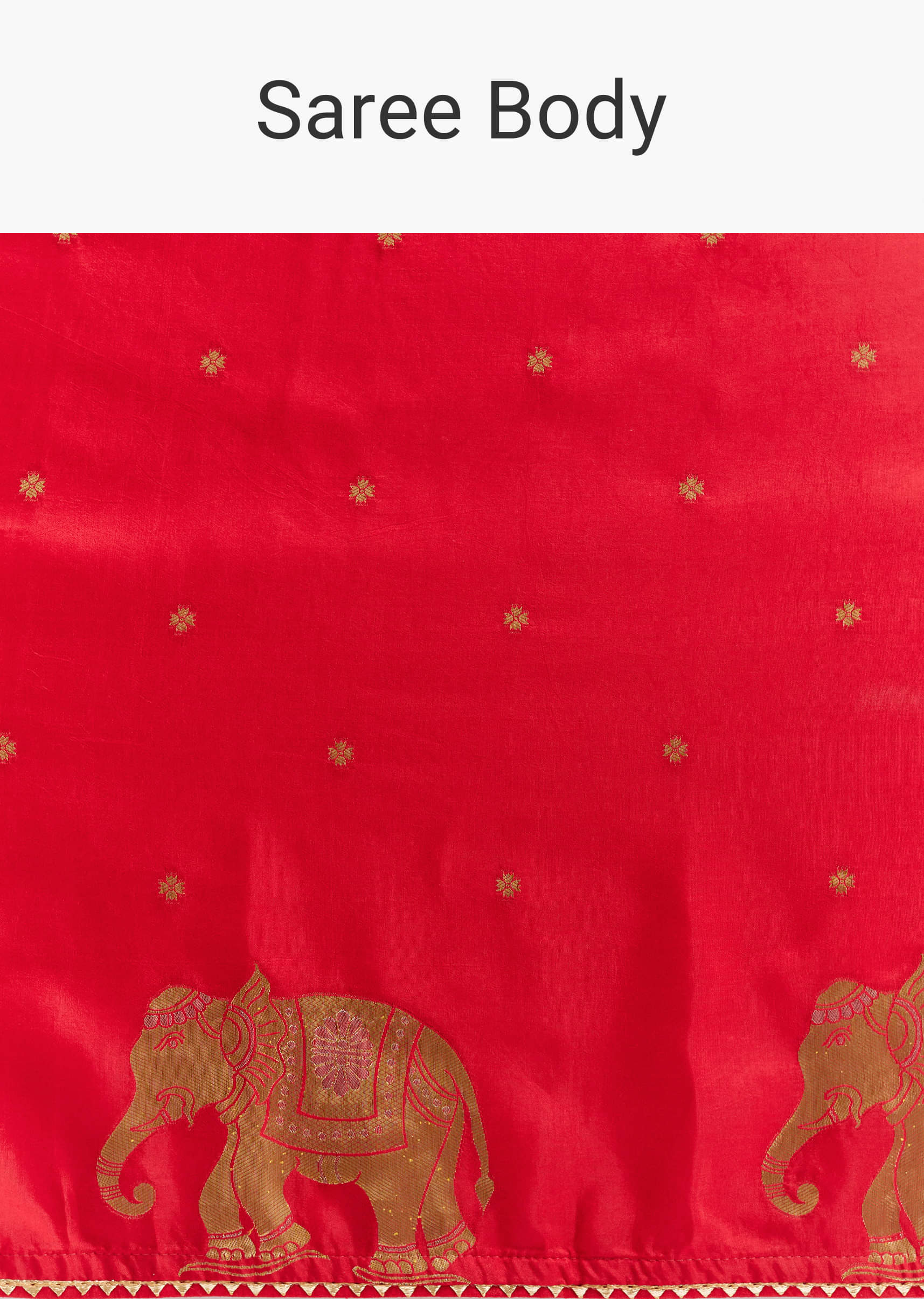 Crimson Red Chinon Woven Saree With Elephant Motifs - Image 10