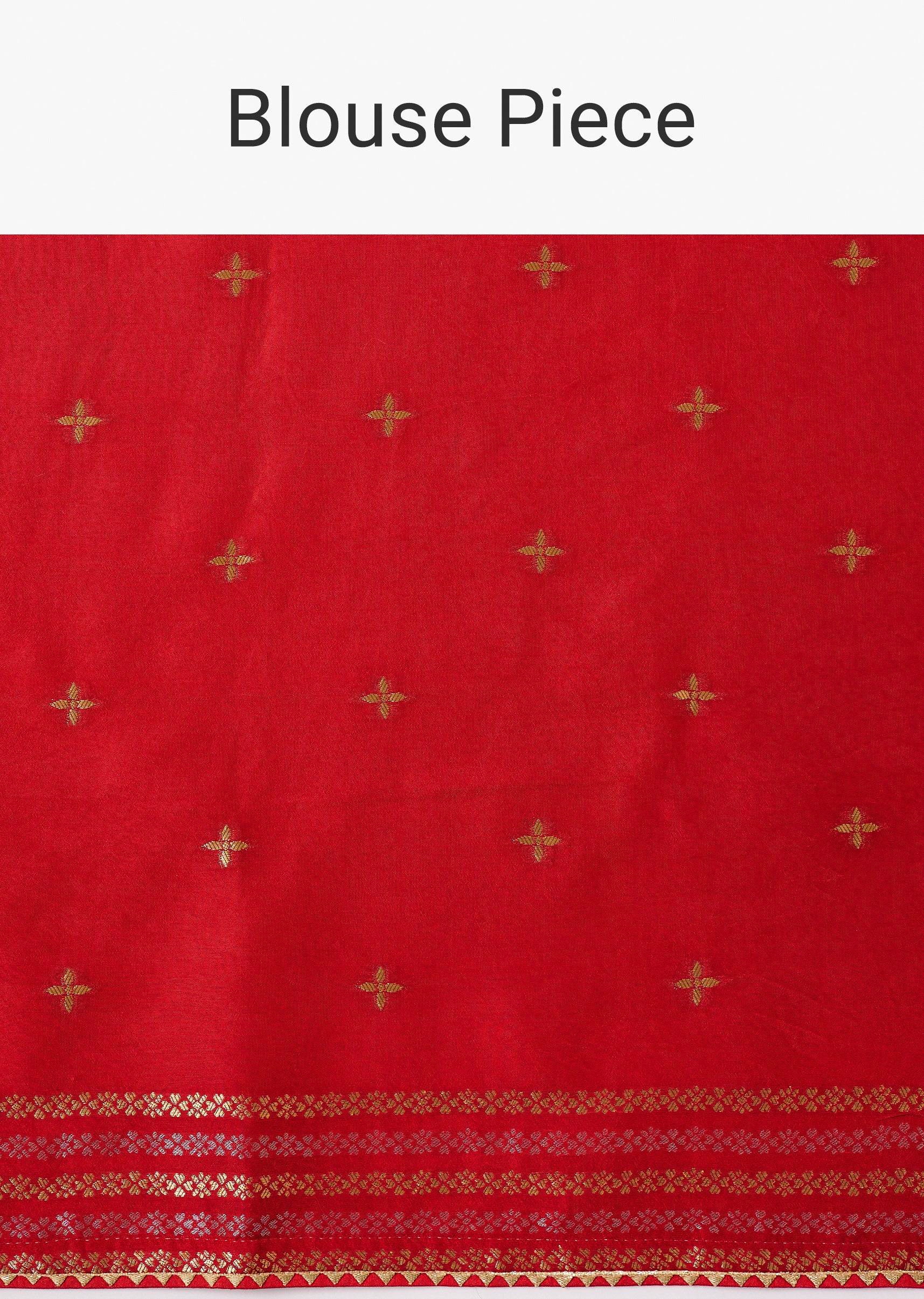 Crimson Red Chinon Woven Saree With Elephant Motifs - Image 9
