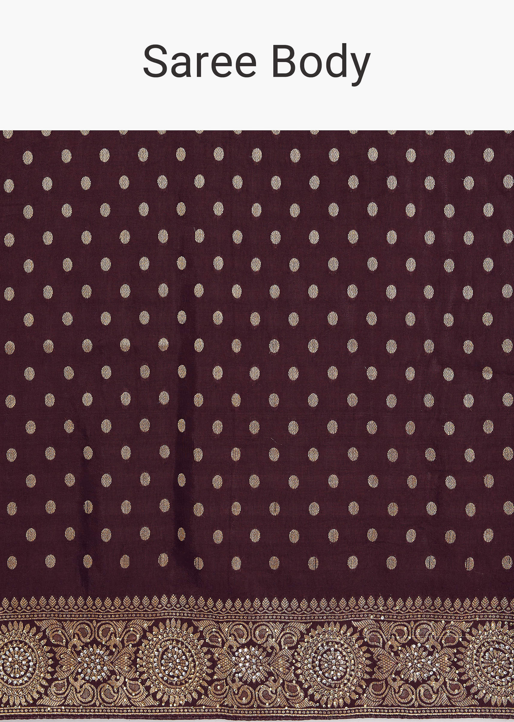Dark Brown Dola Silk Saree With Floral And Butti Work - Image 9