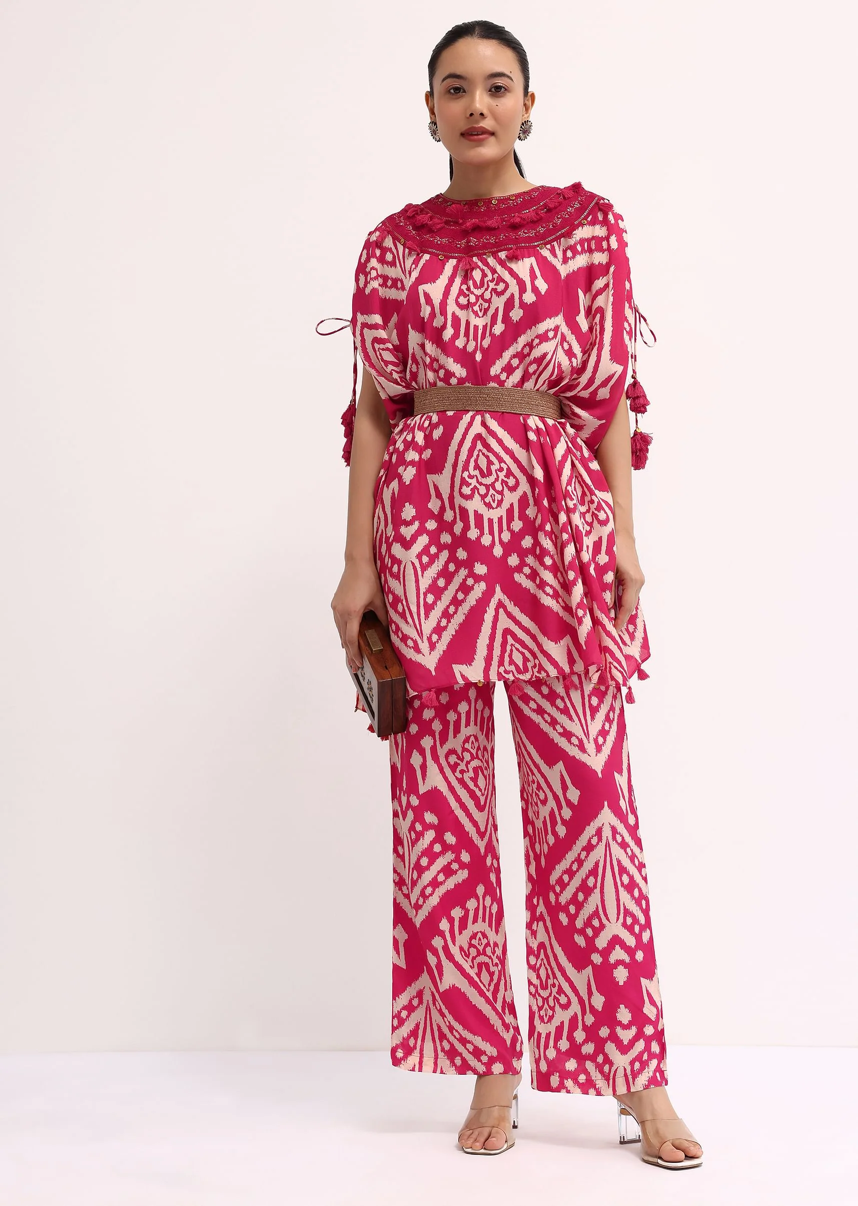 Dark Pink Printed Cotton Kurta Pant - Image 3