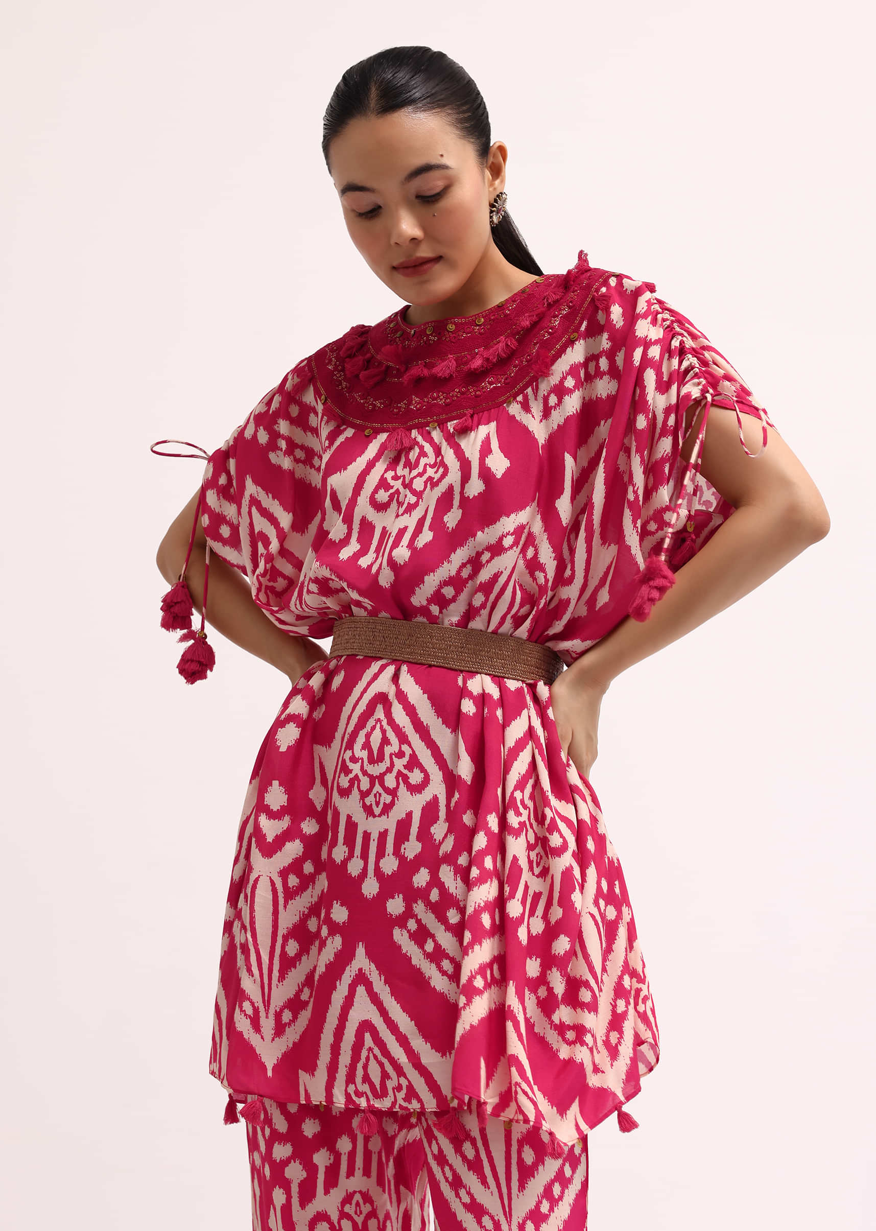 Dark Pink Printed Cotton Kurta Pant - Image 4