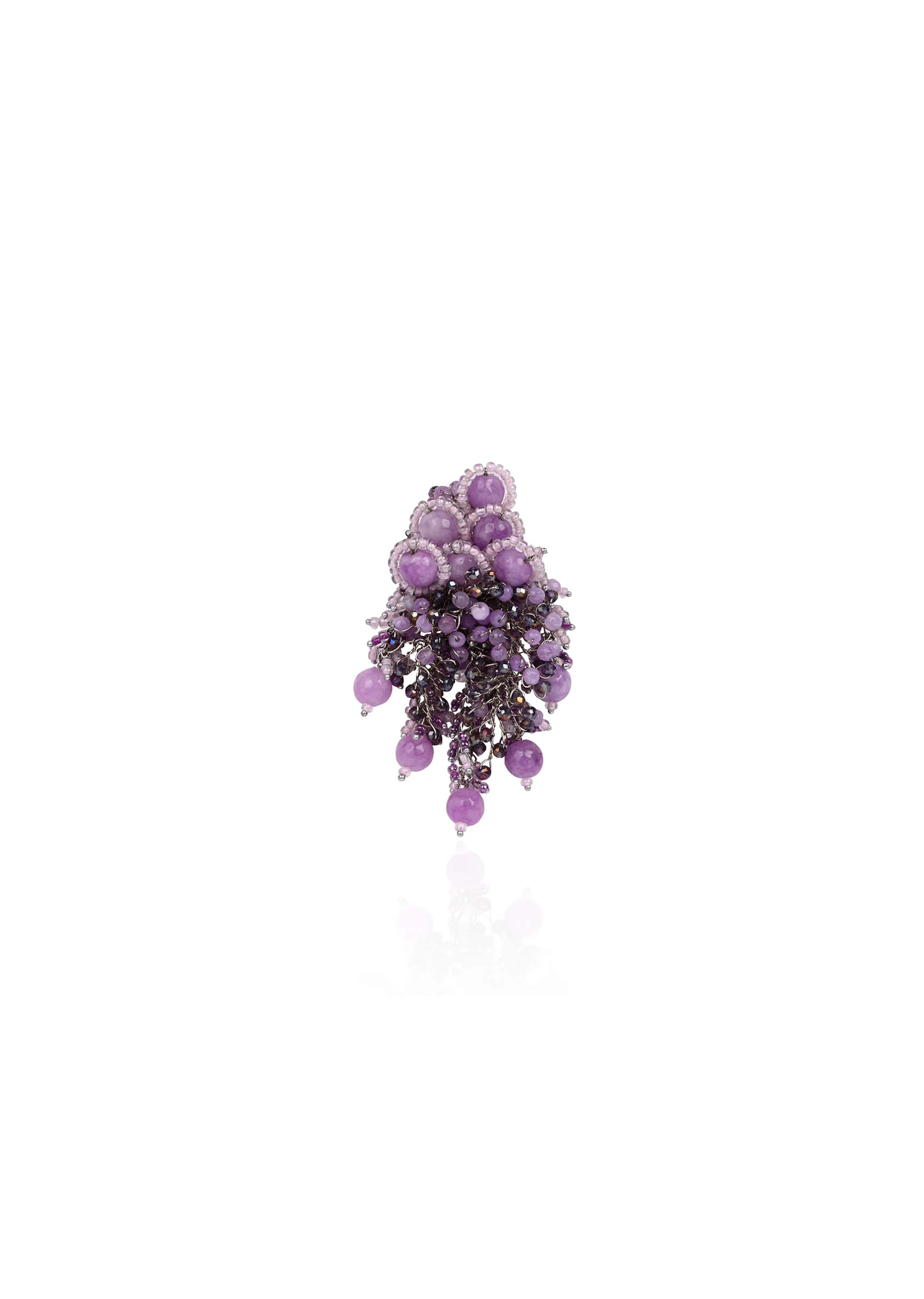 Designer Long Earrings With Purple Lilac Stones - Image 5