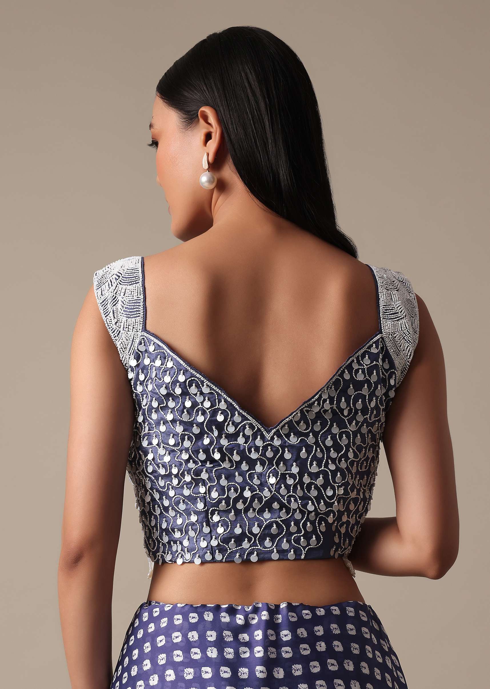 Elegant Blue Readymade Saree With Stitched Blouse - Image 7