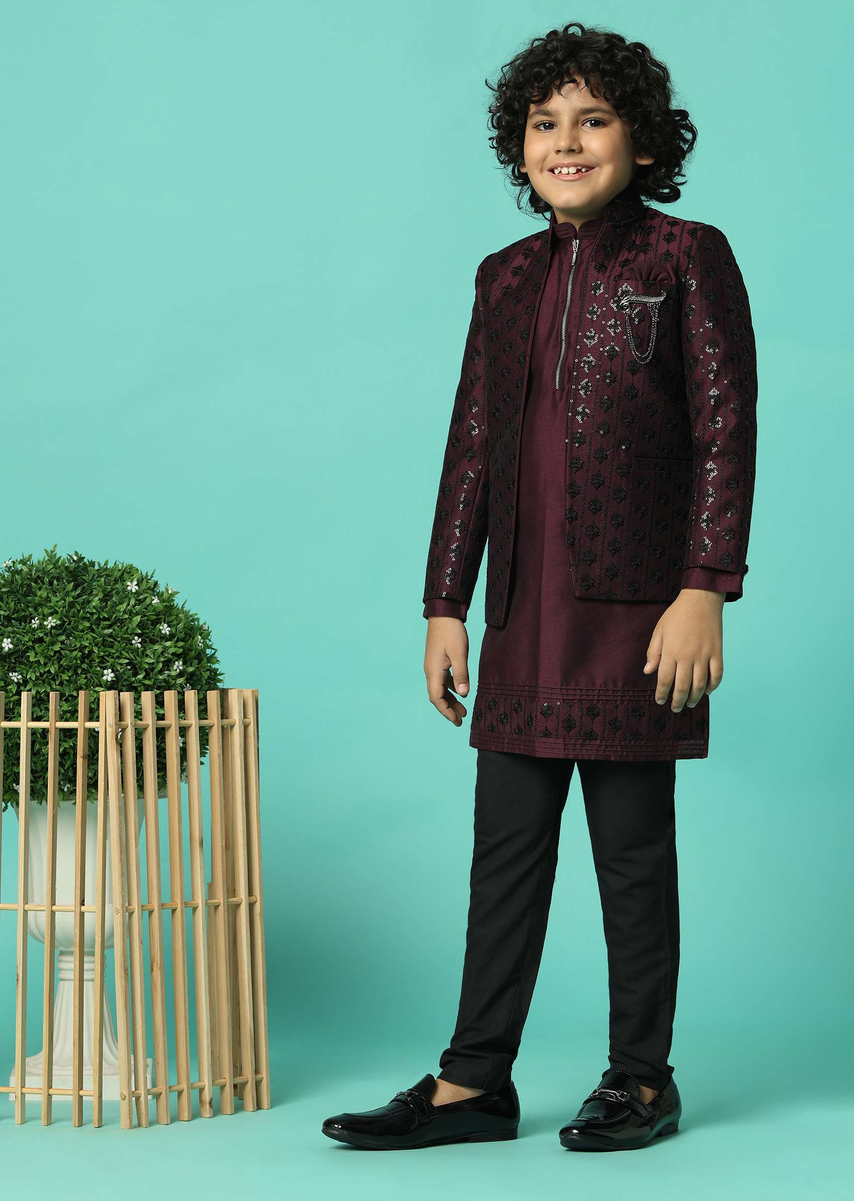 Elegant Embroidered Festive Sherwani For Boys