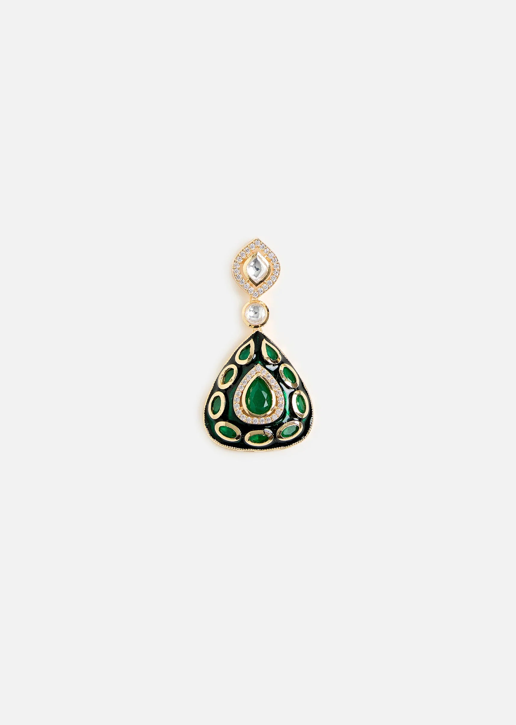 Emerald Stone Choker Set With Earrings - Image 5