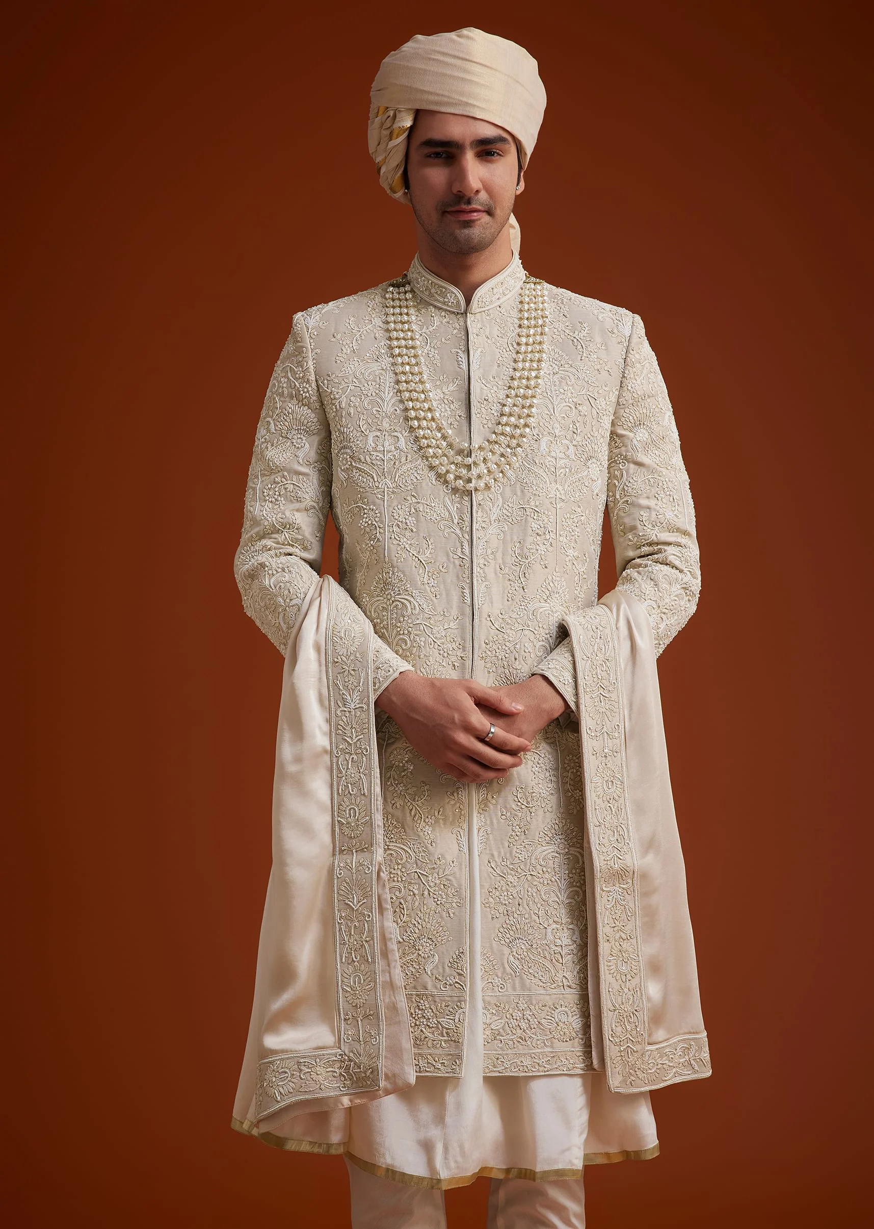 Faun Sherwani Set With Dori And Resham Work - Image 3