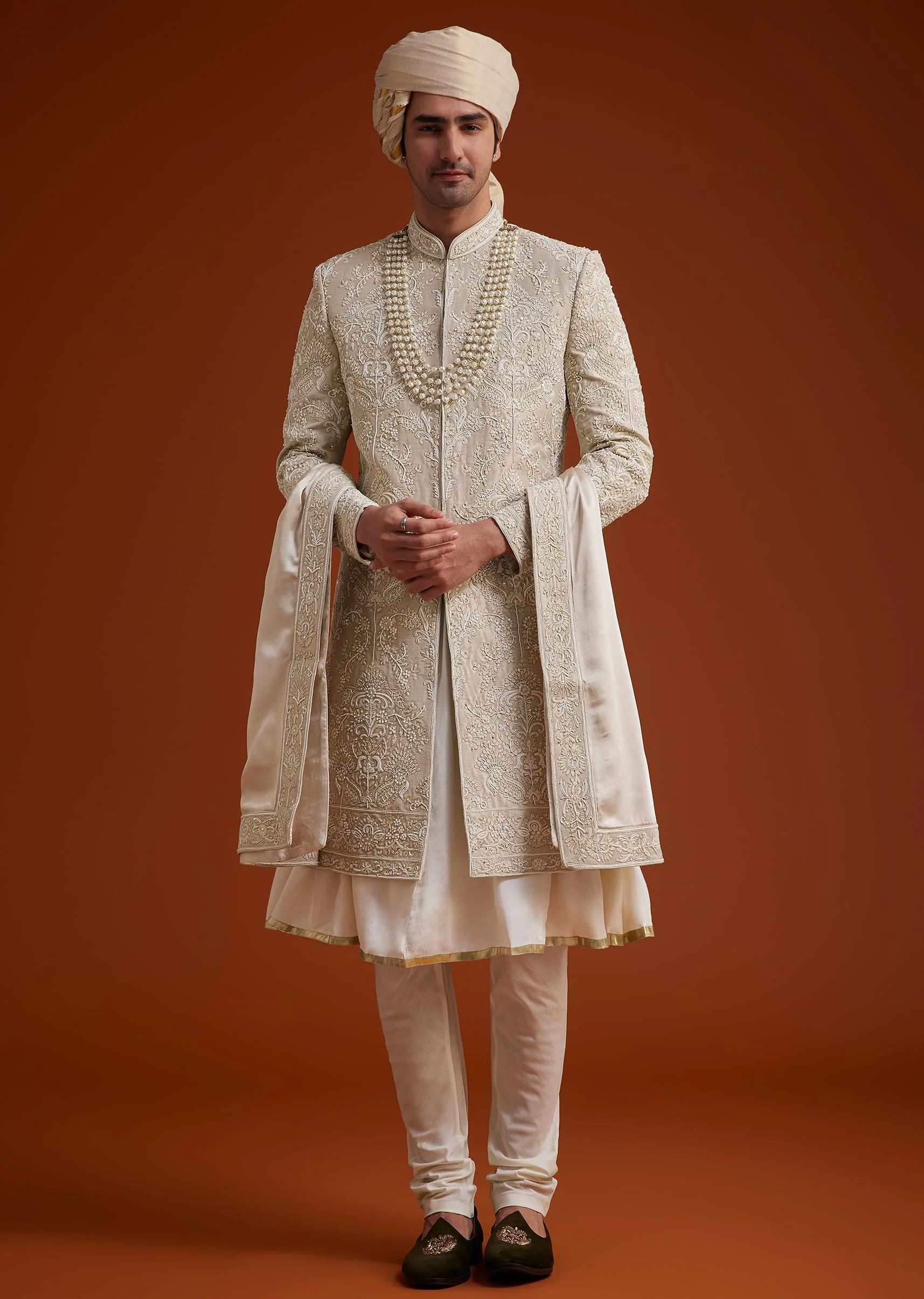 Faun Sherwani Set With Dori And Resham Work - Image 4