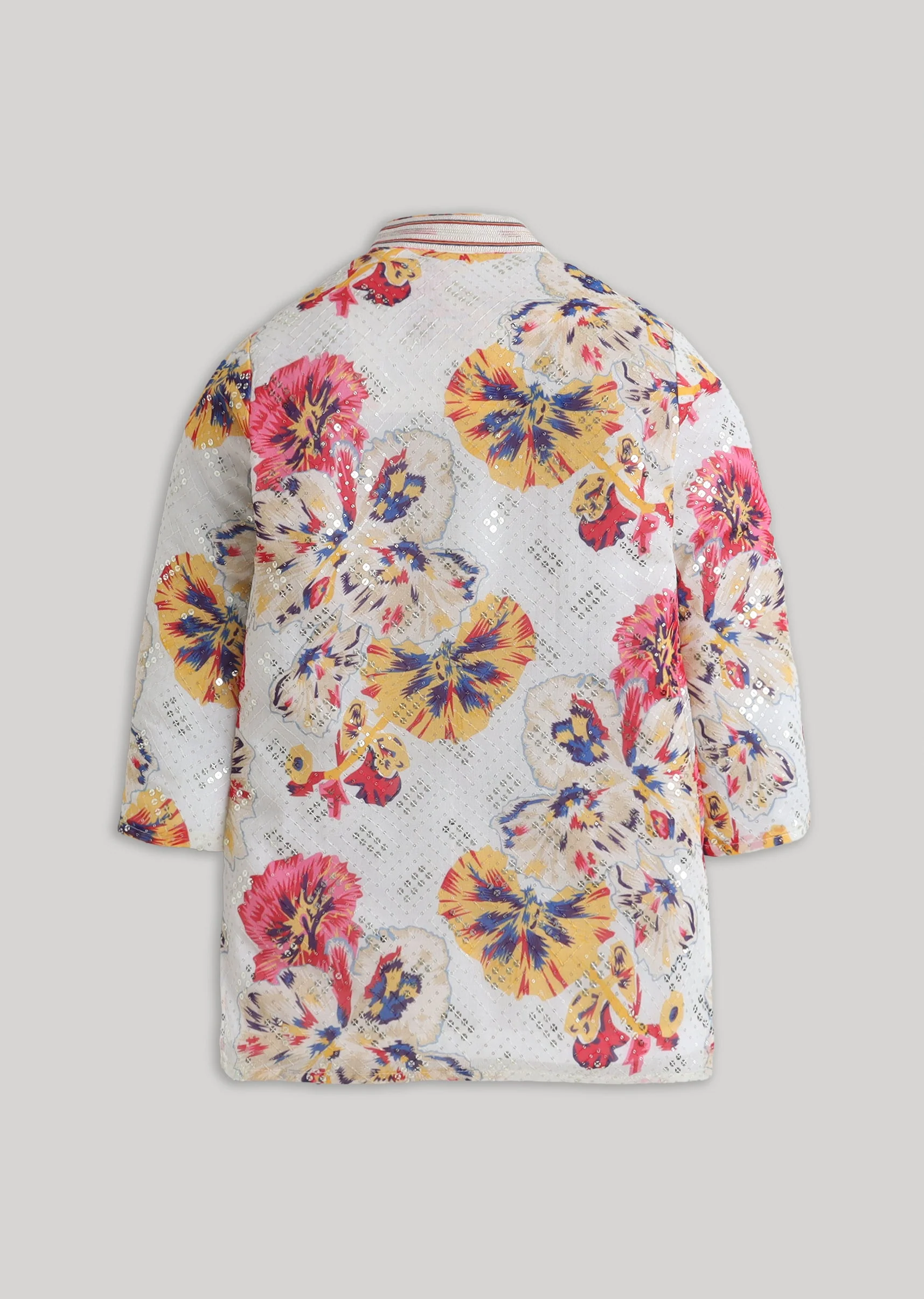 Floral Sequin Detailed Georgette Kurta Set For Boys - Image 3
