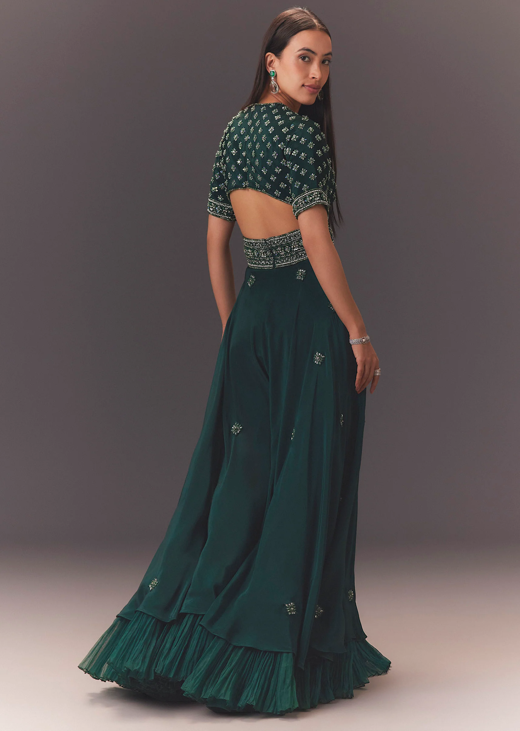Forest Greenhand Embroidered Double Layer Jumpsuit - Image 2