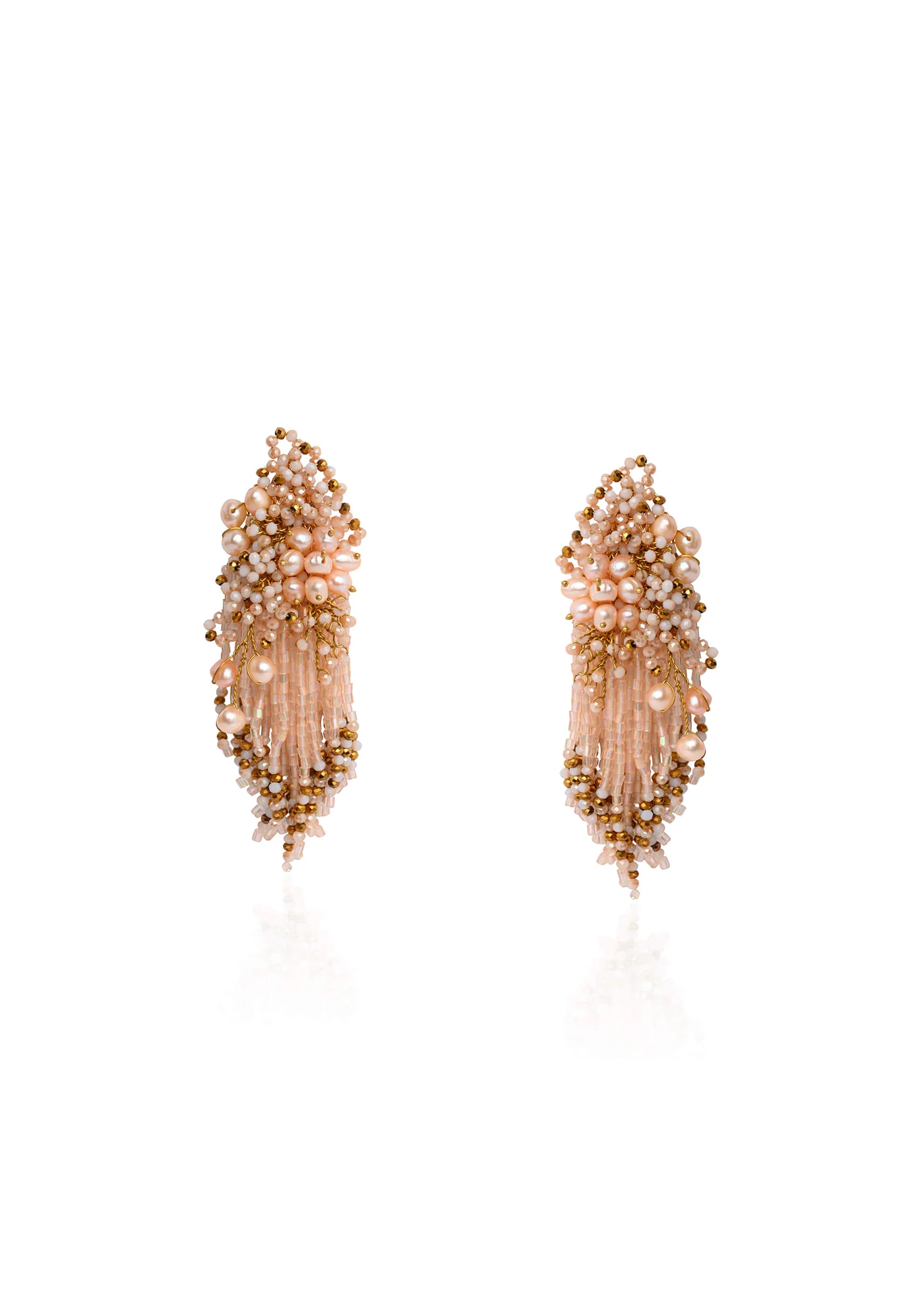 Fresh Water Pearl Floral Long Earrings - Image 2